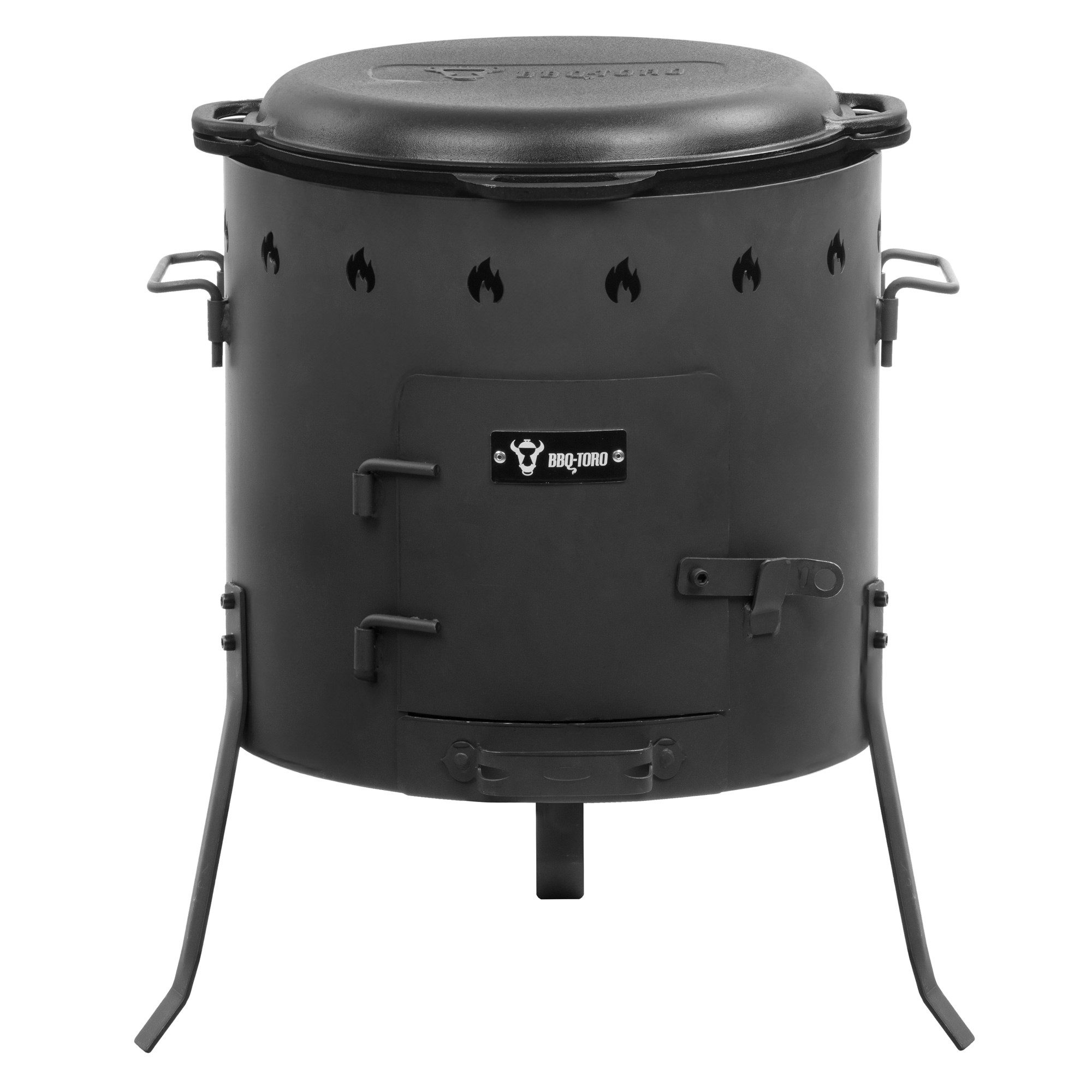BBQ-Toro Feuerkorb Gusseisen Kazan 19L mit Kazan Ofen Ø 45 cm, Gusstopf mit Deckel