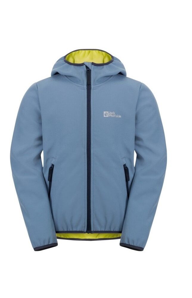 Jack Wolfskin Softshelljacke Fourwinds 2024 (robust, atmungsaktiv) hellblau Kinder