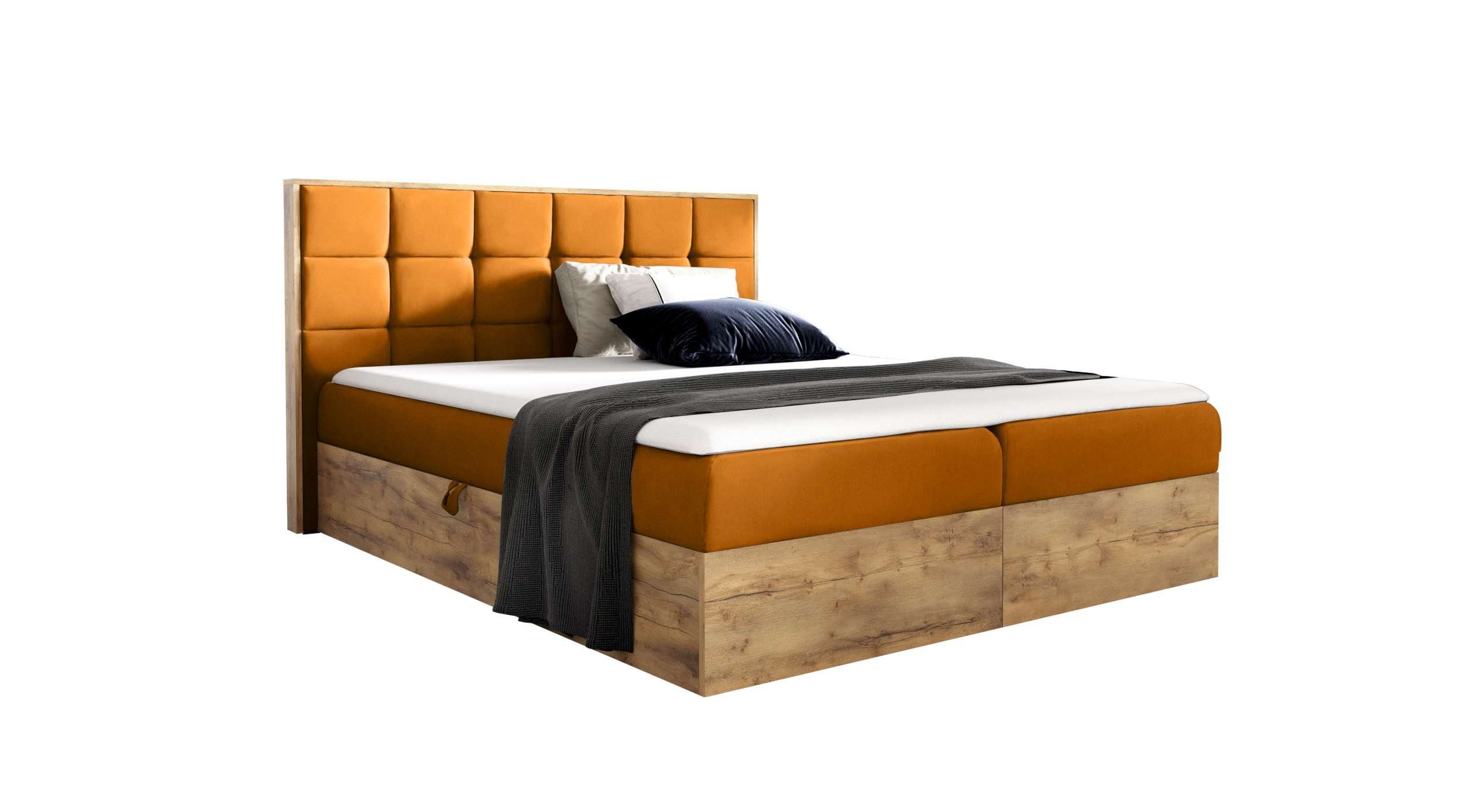 99rooms Boxspringbett Florida (Schlafzimmerbett, Bett), 120/140/160/180/200x200, Bonellfederkern Matratze, Topper, Bettkasten