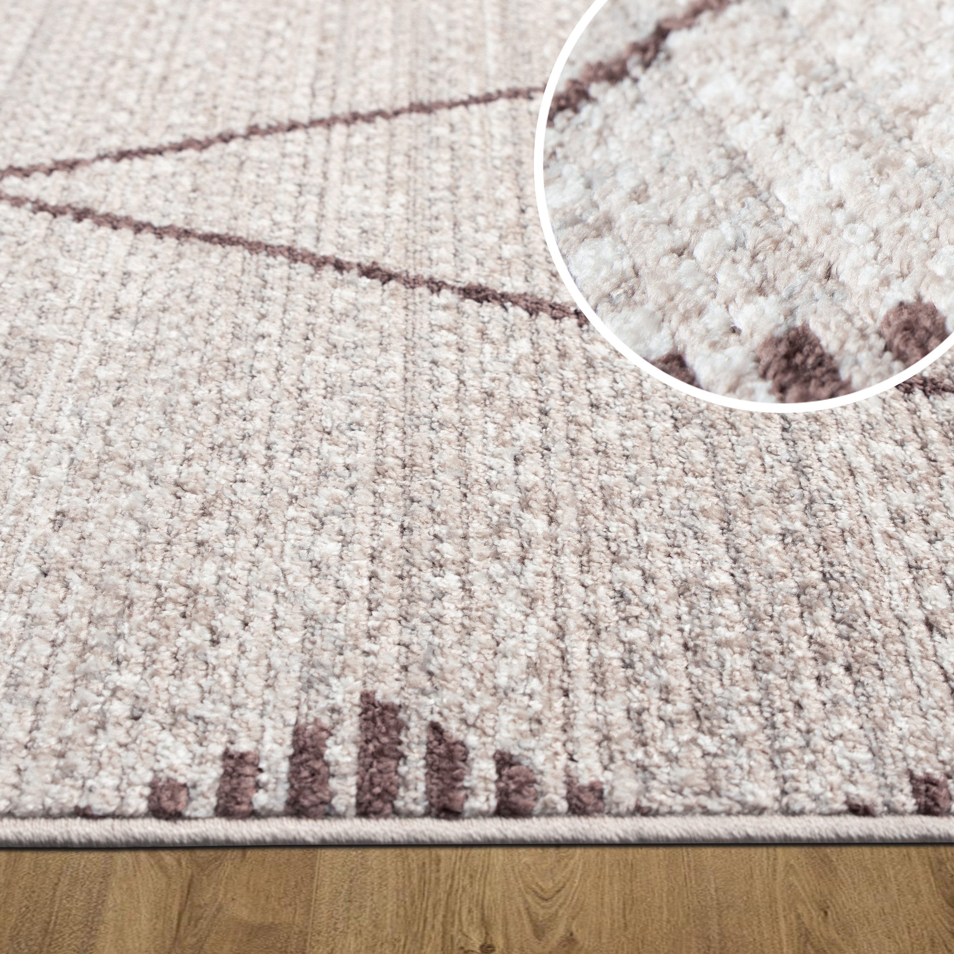 oKu-Tex Teppich HARMONIA, Wohnzimmer, weicher Kurzflor, Boho, Rechteckig, Höhe: 8.5 mm, Wohnzimmerteppich, softer Kurzflor, meliert, 3D-Effekt, Raute