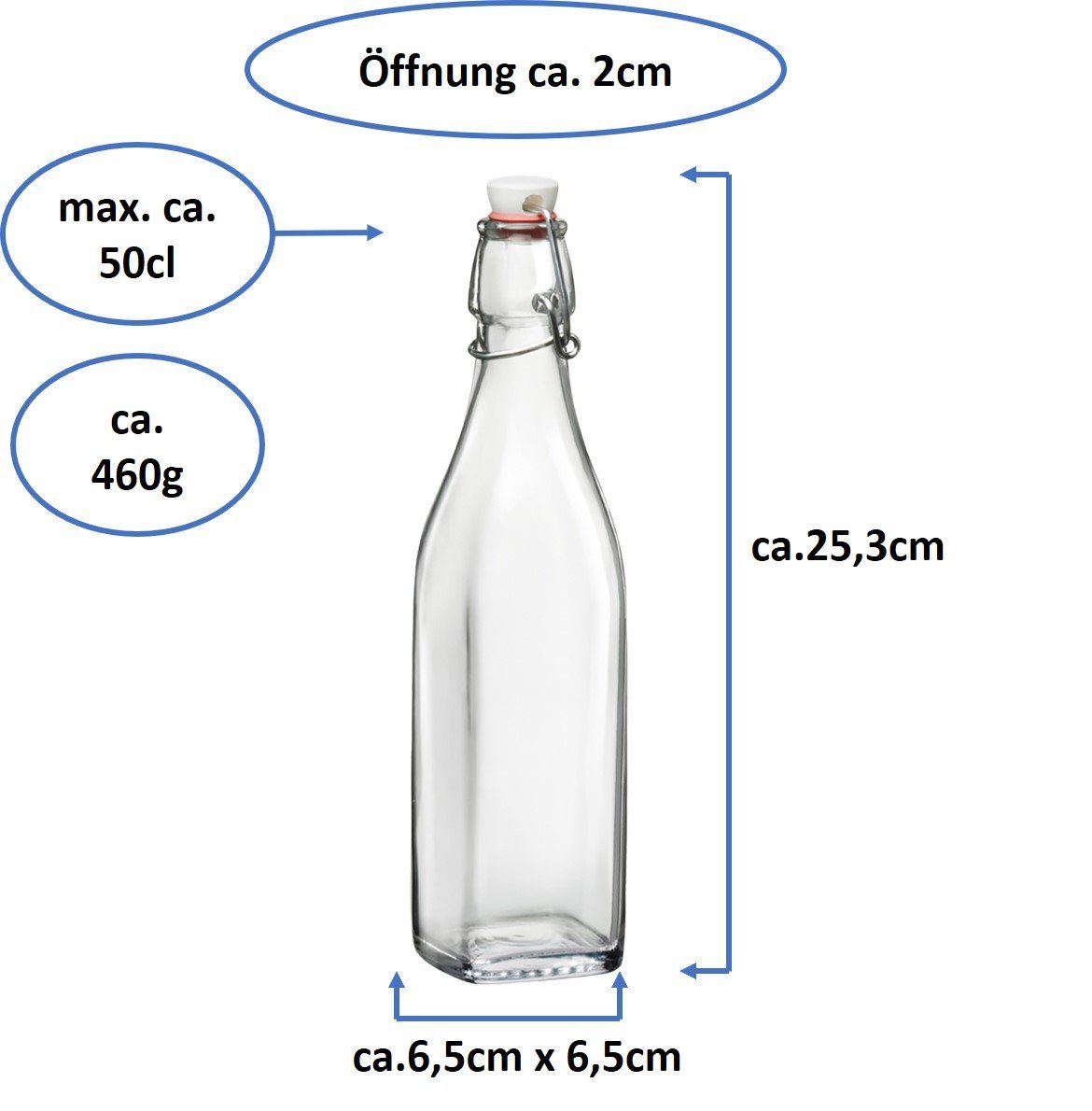 12 Glasflasche Emilja Swing 0,5L - Bügelflasche Stück Trinkflasche