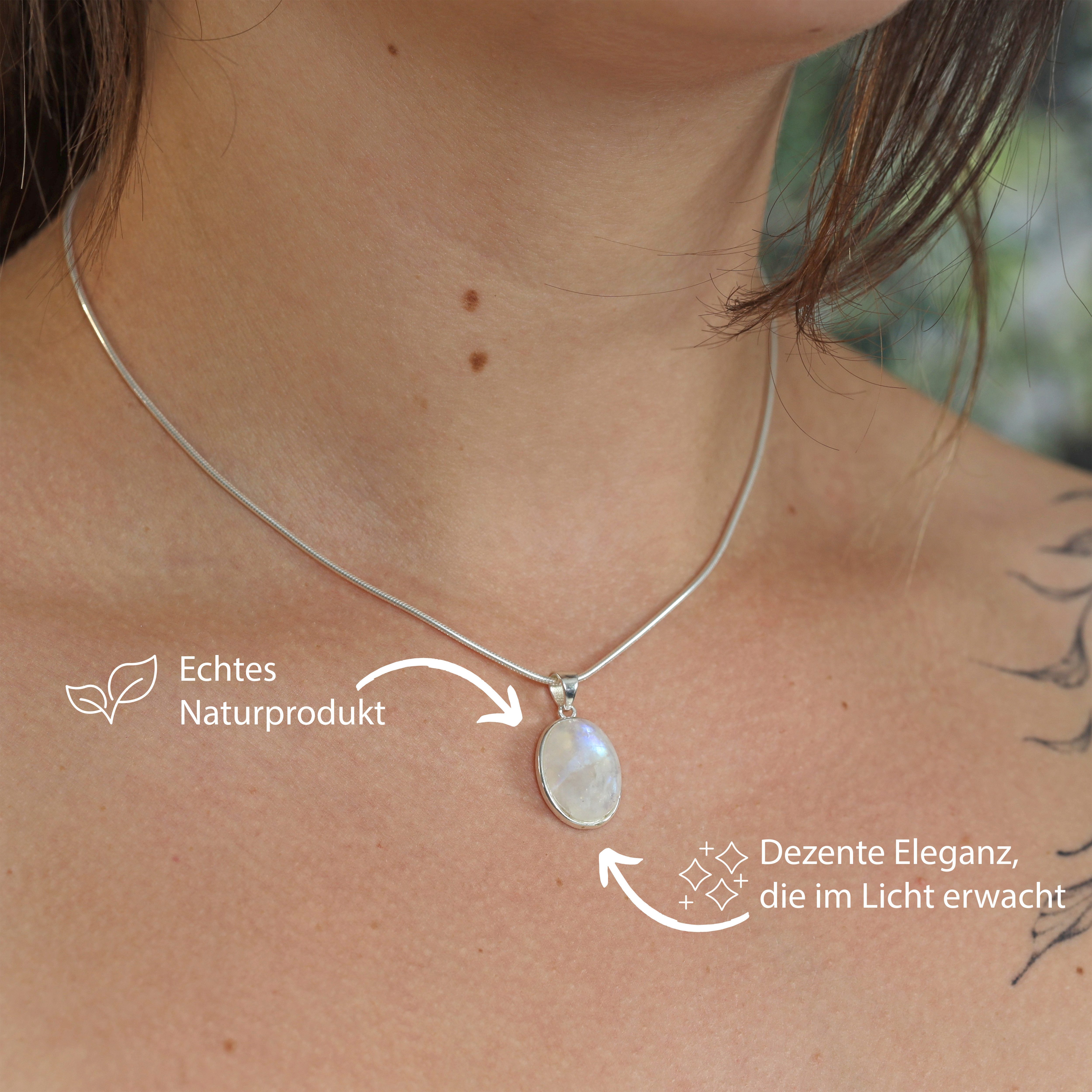 Lebensquelle Plus Kettenanhänger Regenbogen Mondstein Edelstein Anhänger oval