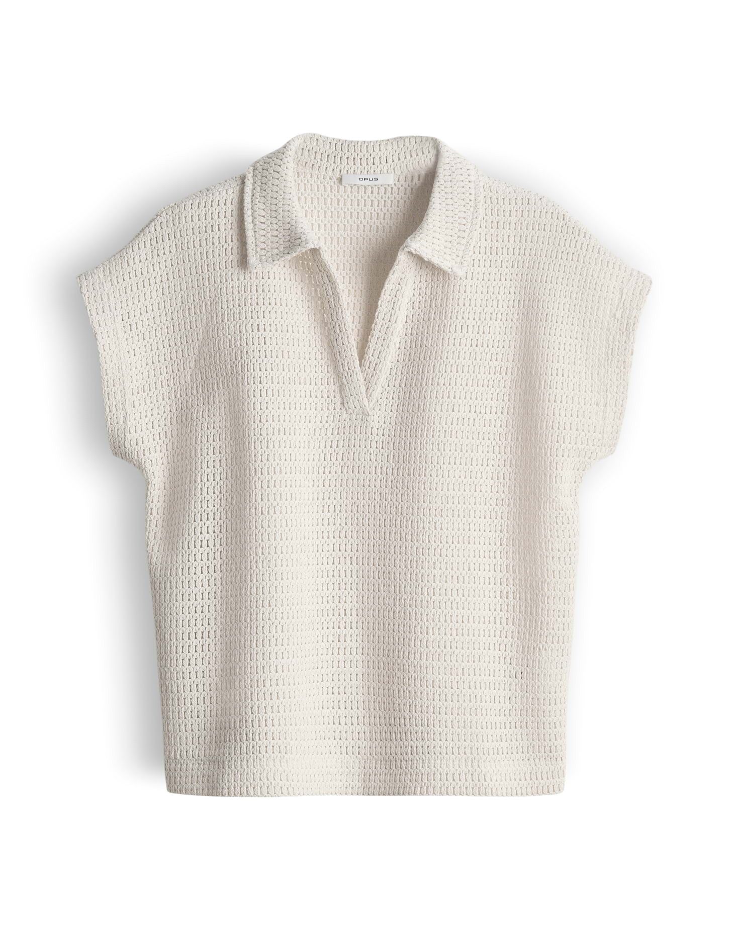 OPUS Poloshirt Somona aus Jersey mit Crochet Optik Lochstrickmuster, leichte Transparenz, weicher Griff, Casual