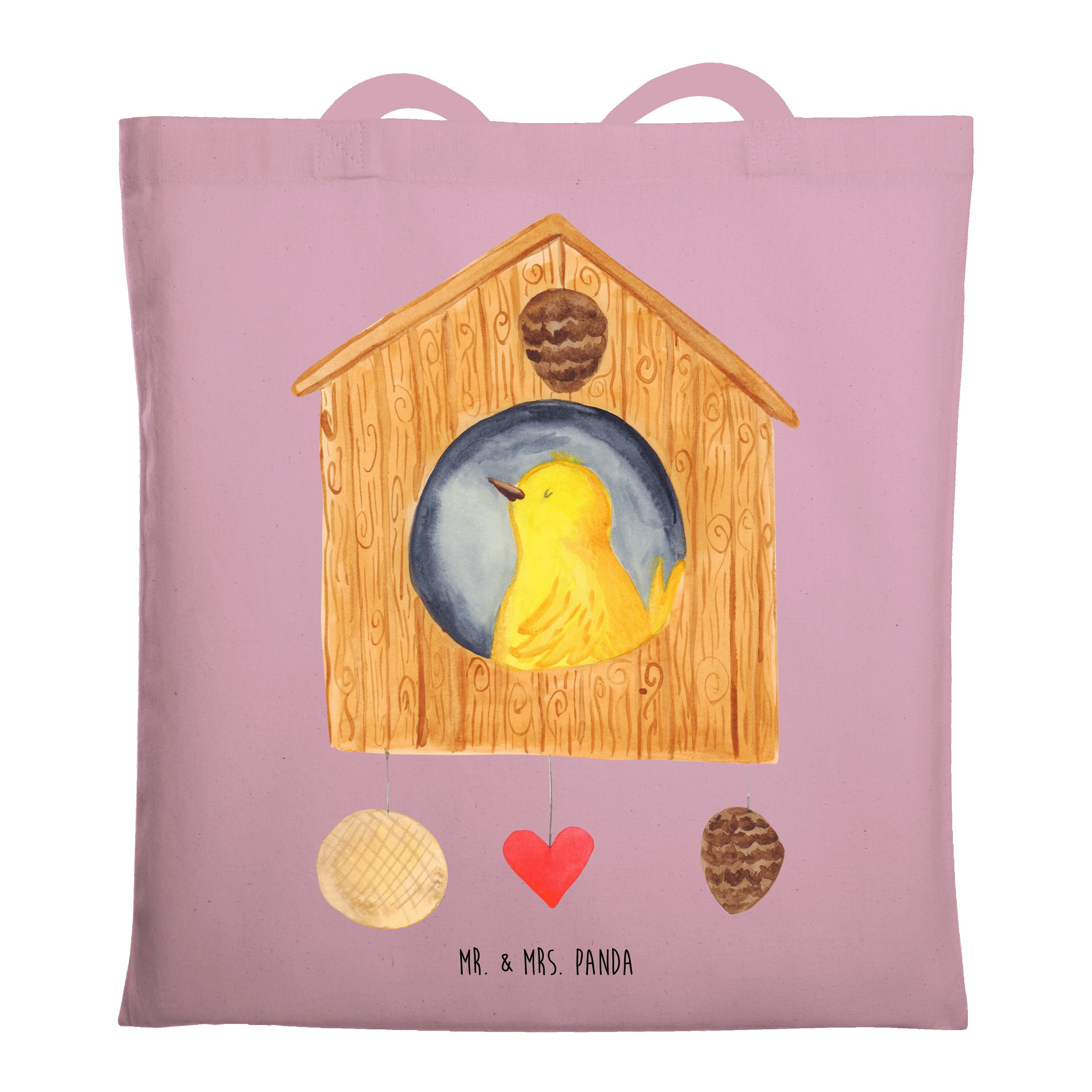 Mr. & Mrs. Panda Tragetasche Vogelhaus Home, Jutebeutel, Rosa Pastell, Umzug, Geschenk, Lustige Sp (Packung), campus tasche tasche baumwolle Stoff-Tragetasche