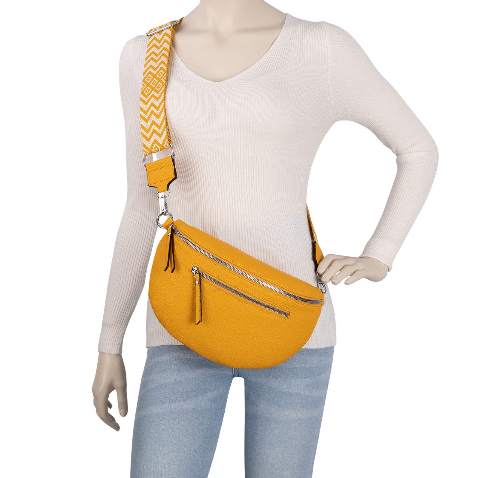 EAAKIE Gürteltasche Bauchtasche Umhängetasche Crossbody-Bag Kunstleder Italy-Design, als Schultertasche, CrossOver, Umhängetasche tragbar