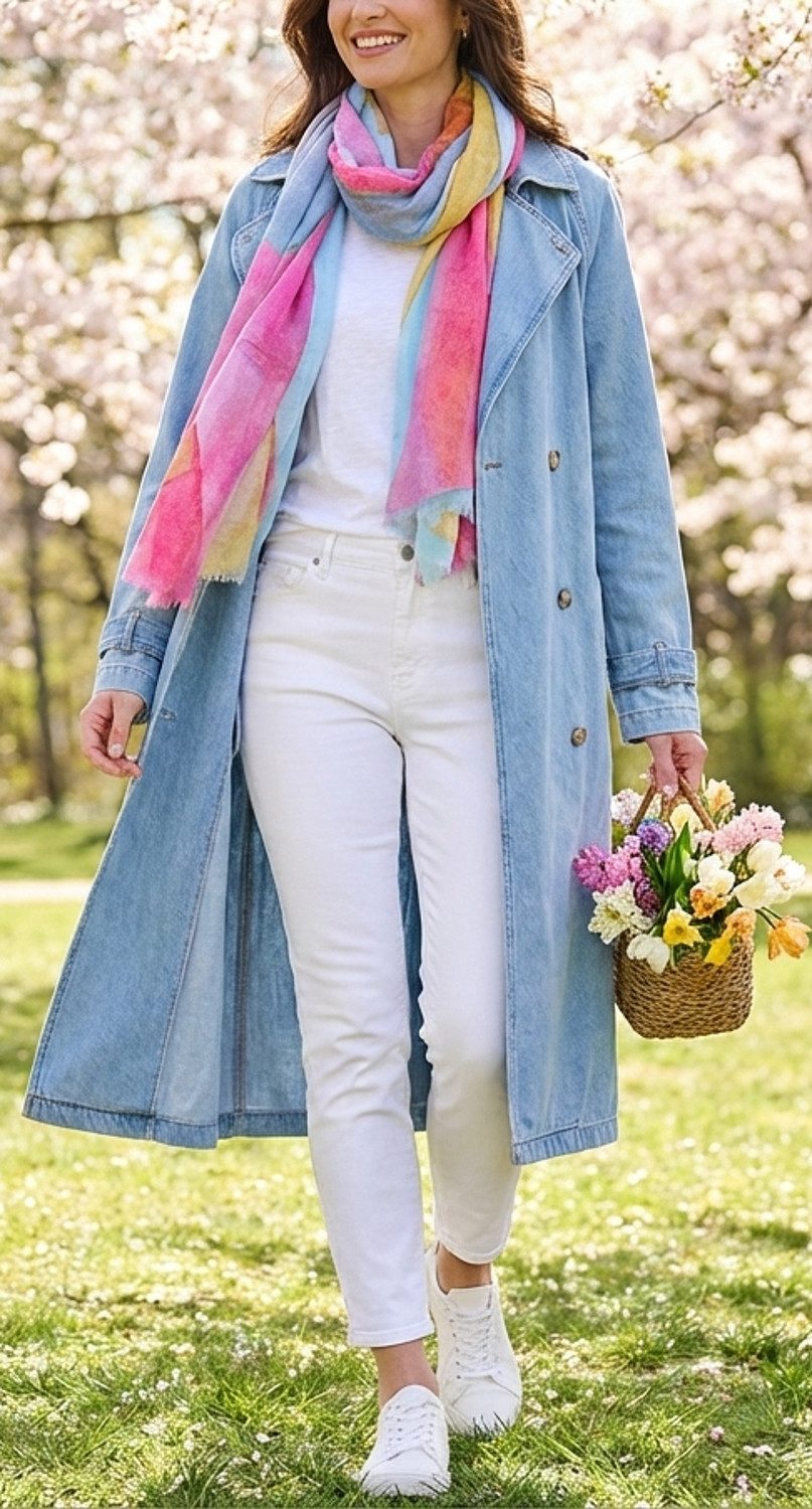 dy_mode Modeschal Damen Schal mit Farbverlauf – Leichter, Weicher Sommer Halstuch, mit feine Fransen