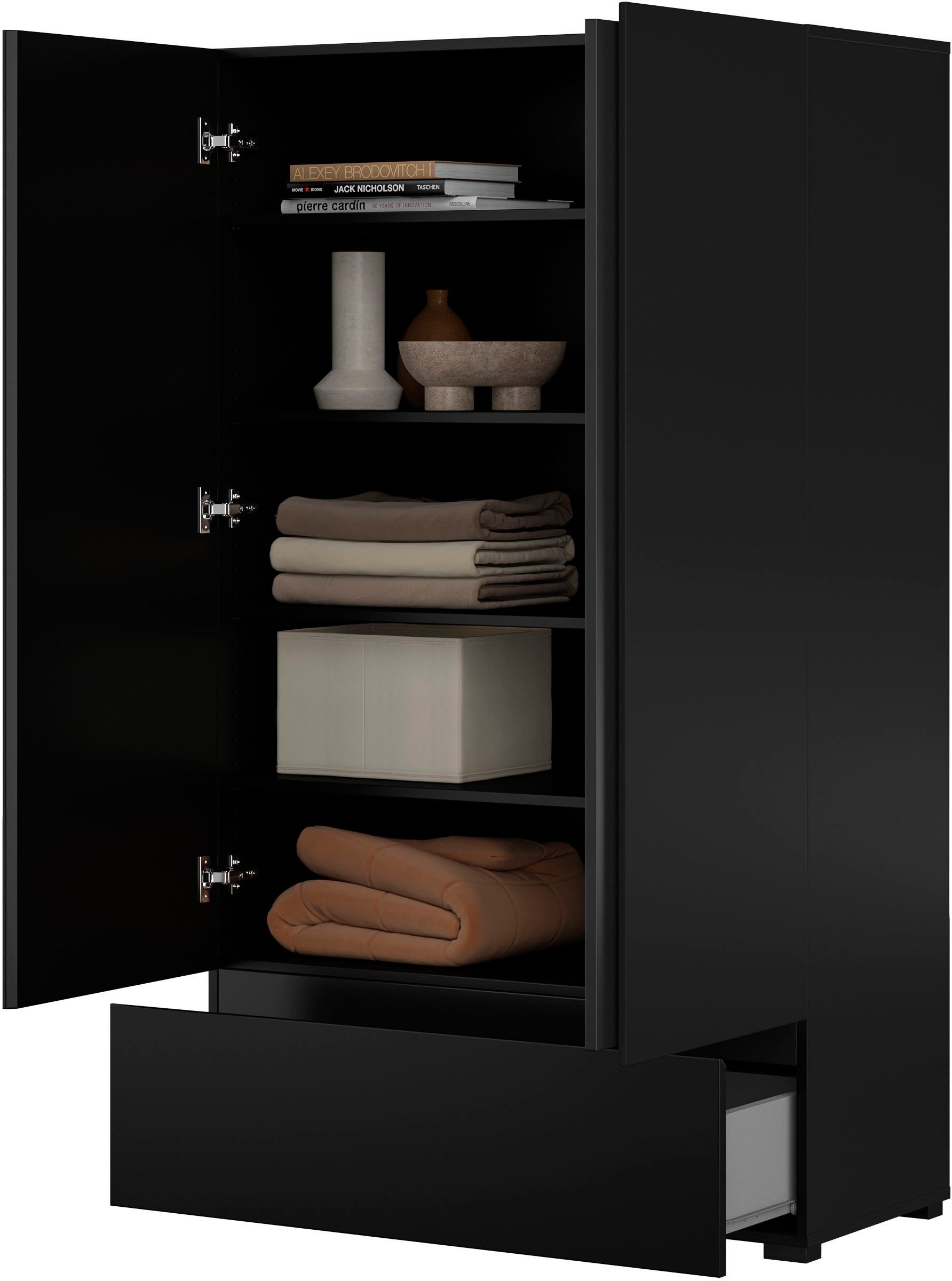 OTTO home Mehrzweckschrank Cross,Breite 89 cm, Highboard, Universalschrank, Garderobe Waescheschrank mit viel Stauraum, Einlegeböden verstellbar – Bild 5 von 5