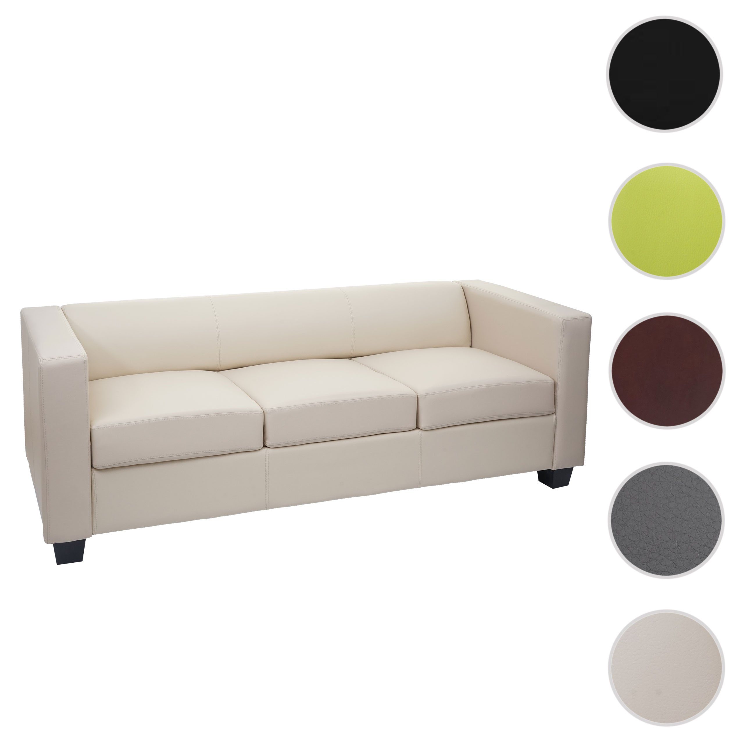 | MCW 3-Sitzer Lounge-Stil, Abgerundete Lille-S-K-3, Sitzpolsterung, bequeme 3-Sitzer, creme Kanten creme