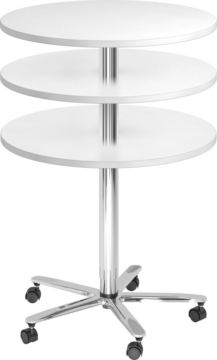 HAMMERBACHER Konferenztisch Säulentisch 80cm weiß/chrom