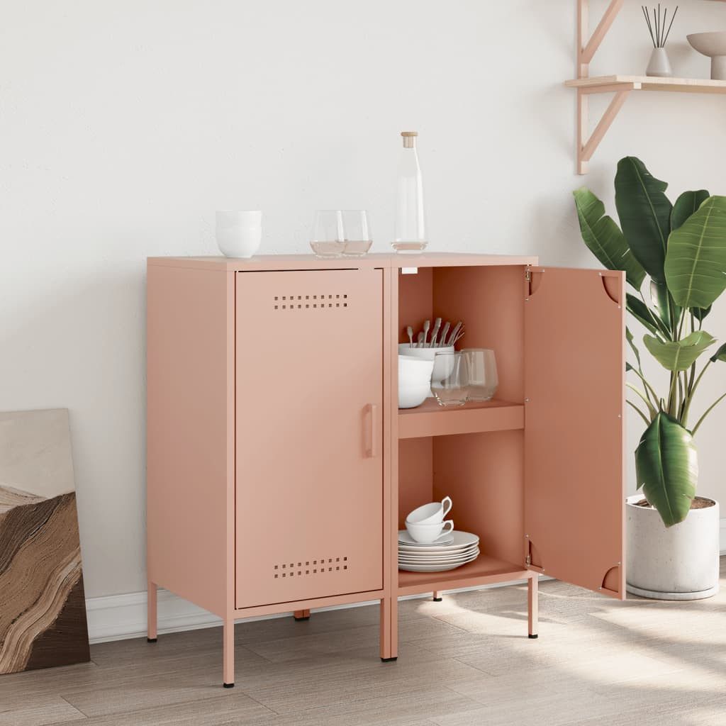vidaXL Sideboard Sideboards 2 Stk. Rosa 36x39x79 cm Stahl (2 St)