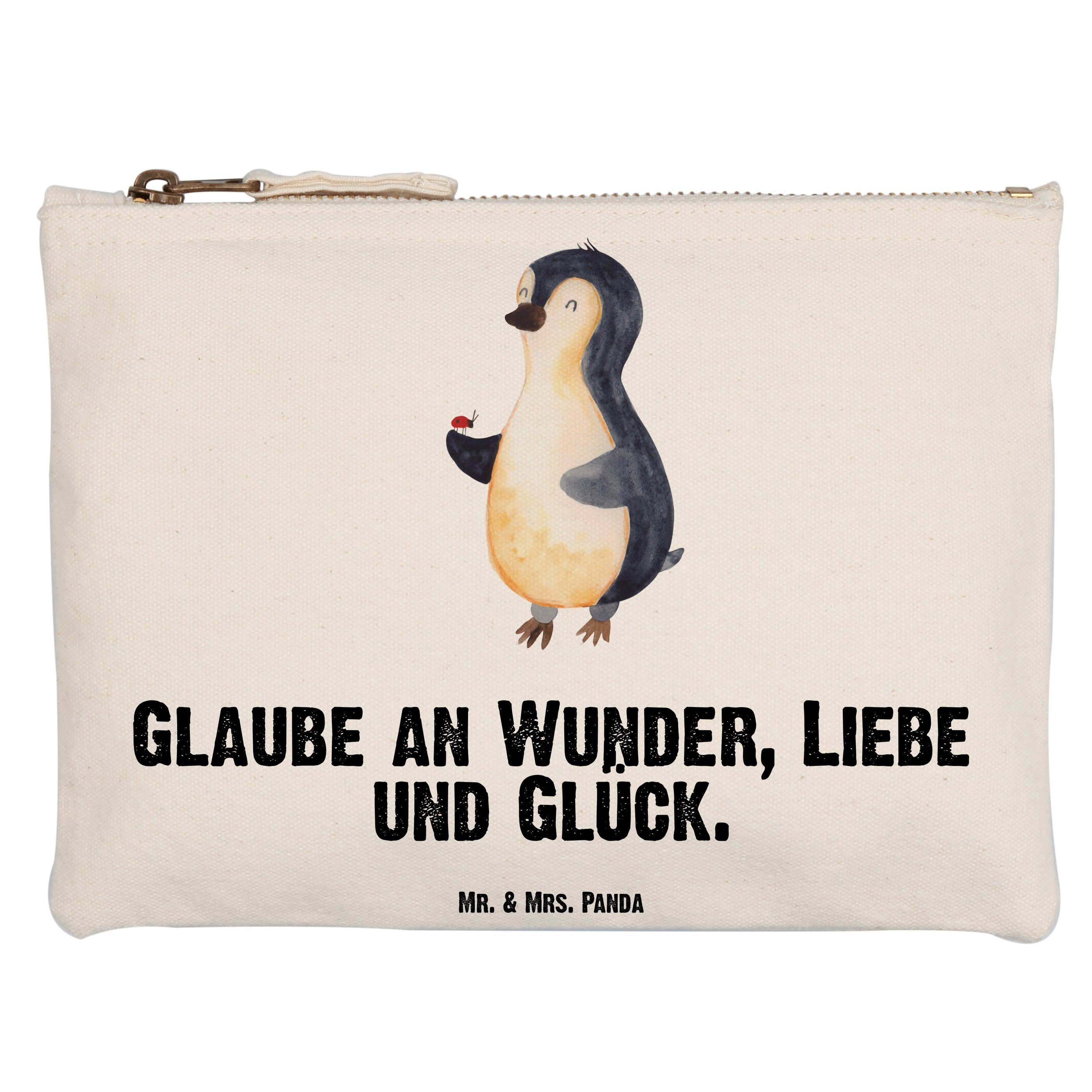 Mr. & Mrs. (1-tlg) Pinguin Geschenk, Kosmetiktasche Weiß XL Große Grösse - - Marienkäfer Stiftemäppchen Panda