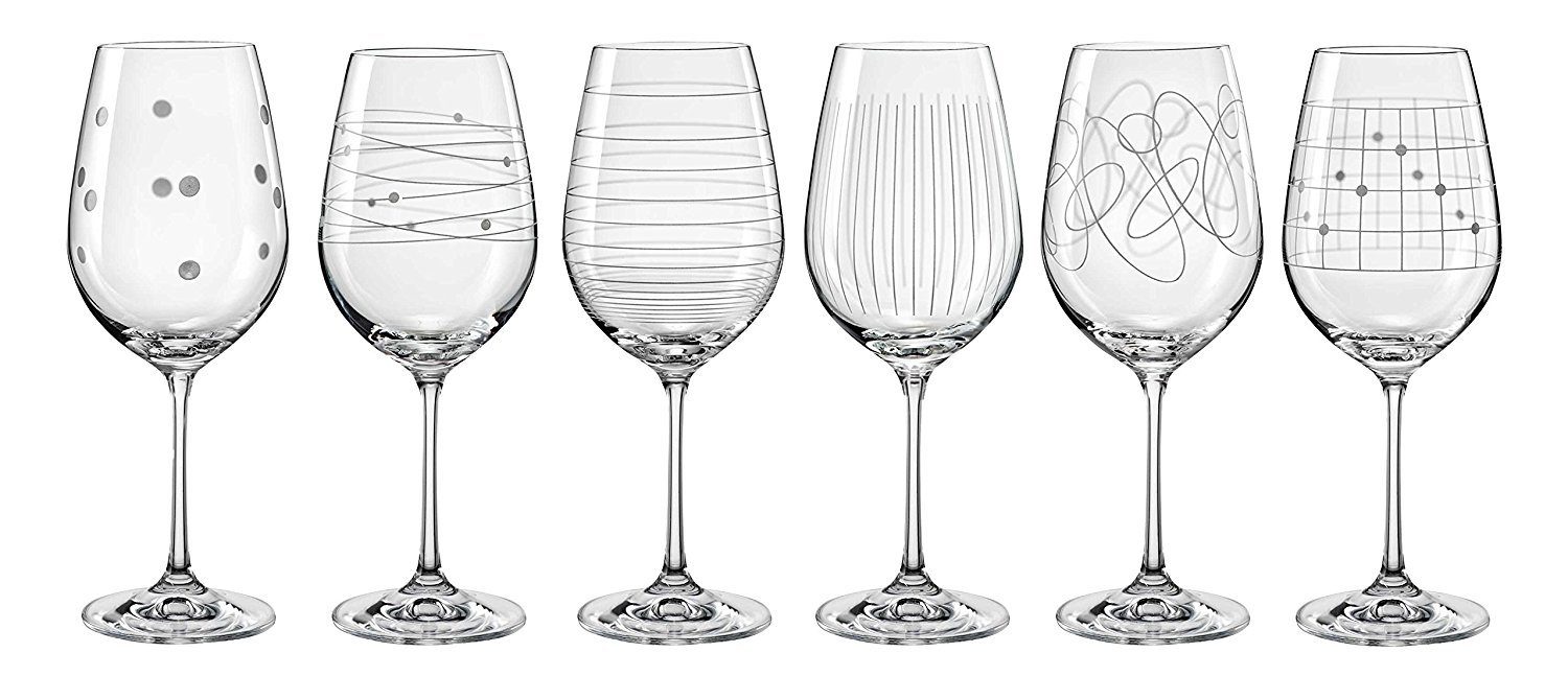 Crystalex Weinglas Elements Weingläser 450 ml 6er Set, Kristallglas, verschiedene Motive