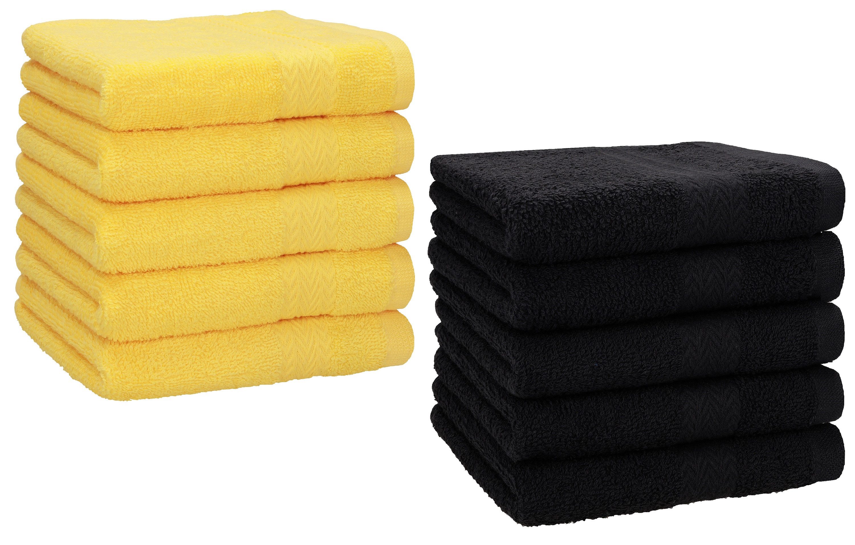 Betz Gästehandtücher 10 Stück Gästetuch-Set Premium 30x50 cm Farbe gelb und schwarz, 100% Baumwolle (Set, 10-St)