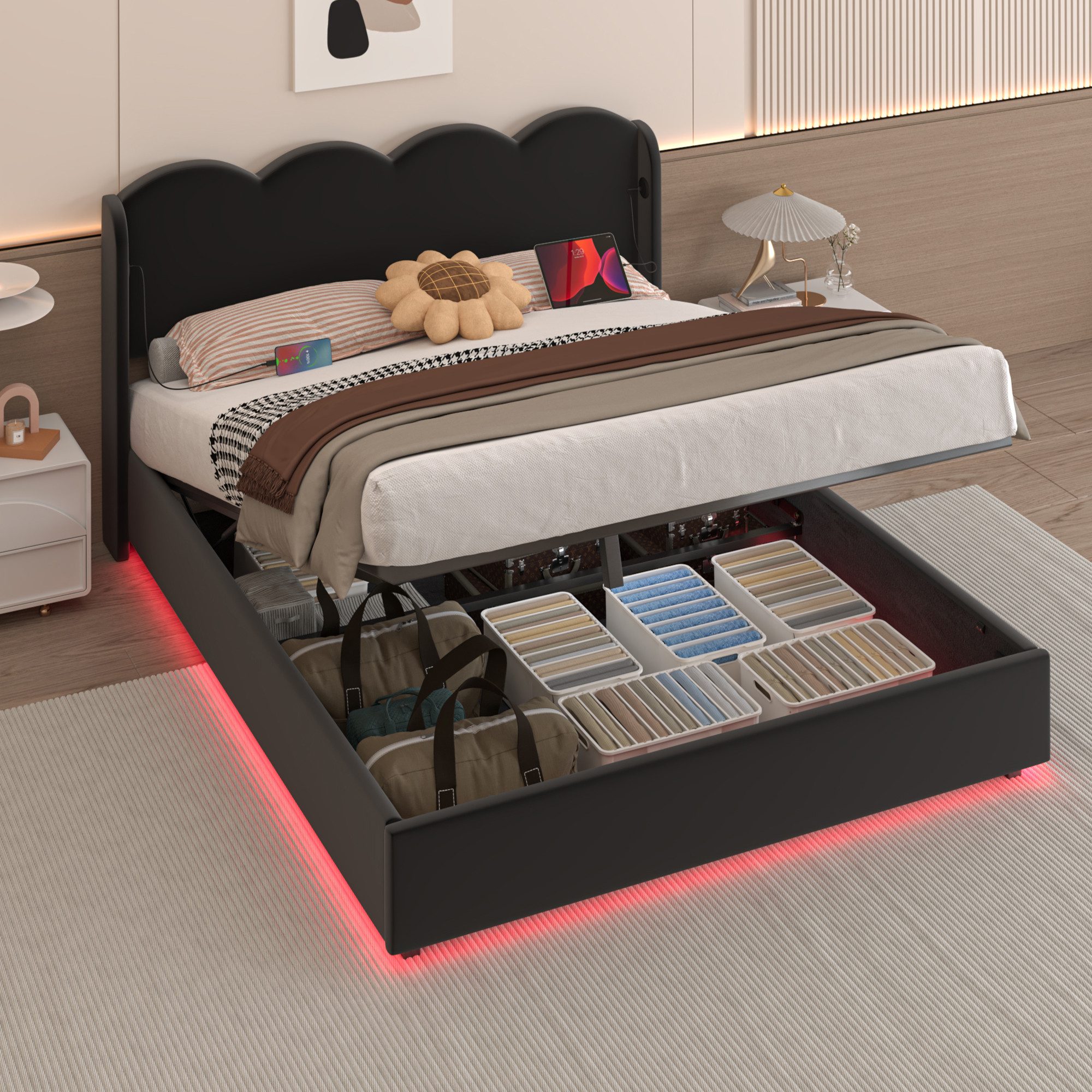 STILVORA Polsterbett Doppelbett 140x200 mit Stauraum,Jugendbett günstig online kaufen