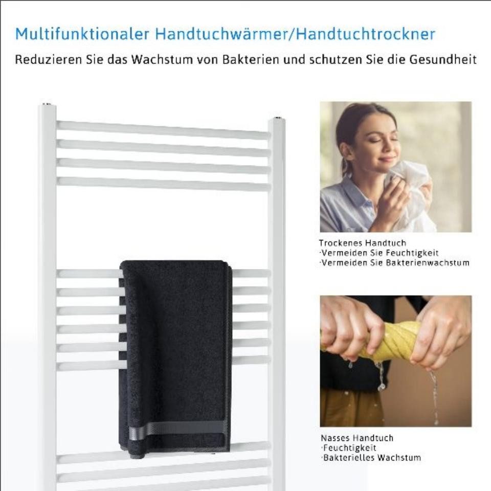 duschspa Badheizkörper Design Heizkörper Handtuchwärmer Handtuchhalter Weiß/Anthrazit, Handtuchhalter Mittelanschluss/Seitenanschluss gerade