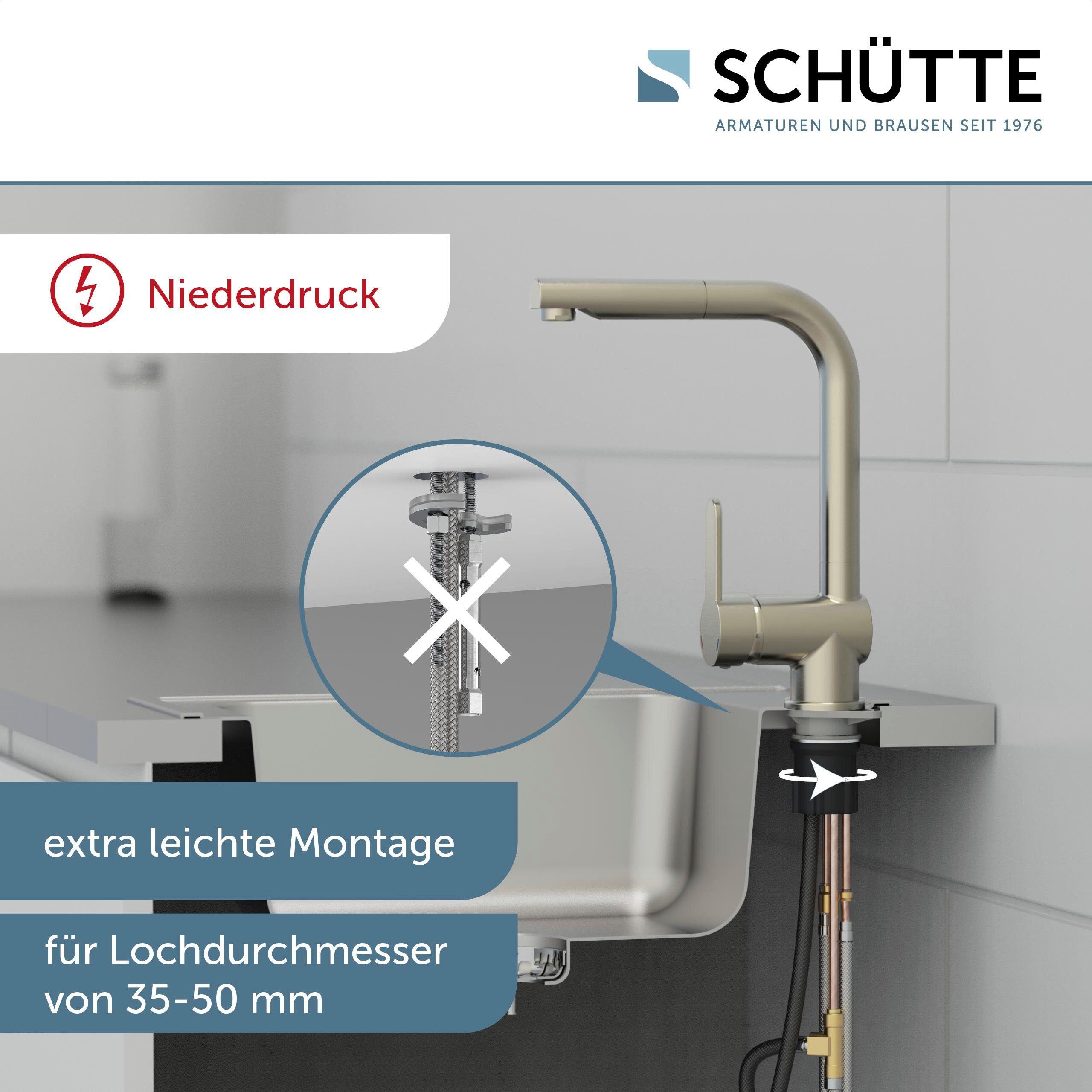 schwenkbarer Mischbatterie Spültischarmatur London Wasserhahn, Niederdruck, edelstahl 360° Schütte