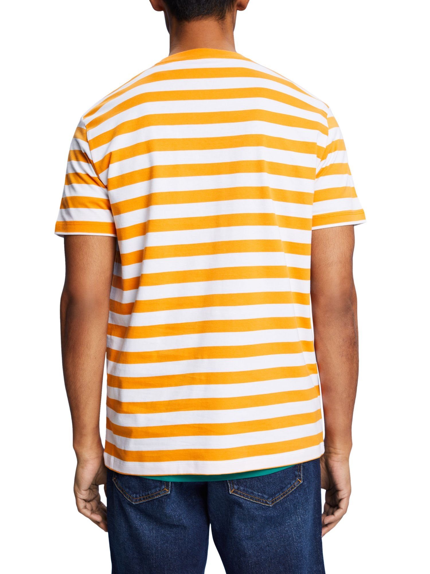 Esprit T-Shirt (1-tlg) Baumwoll-T-Shirt ORANGE Gestreiftes