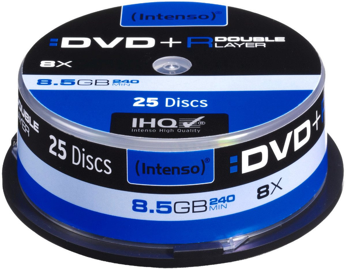 Intenso Notebook-Rucksack DVD+R 8,5GB 08x Speed Double Layer Cake Box 25