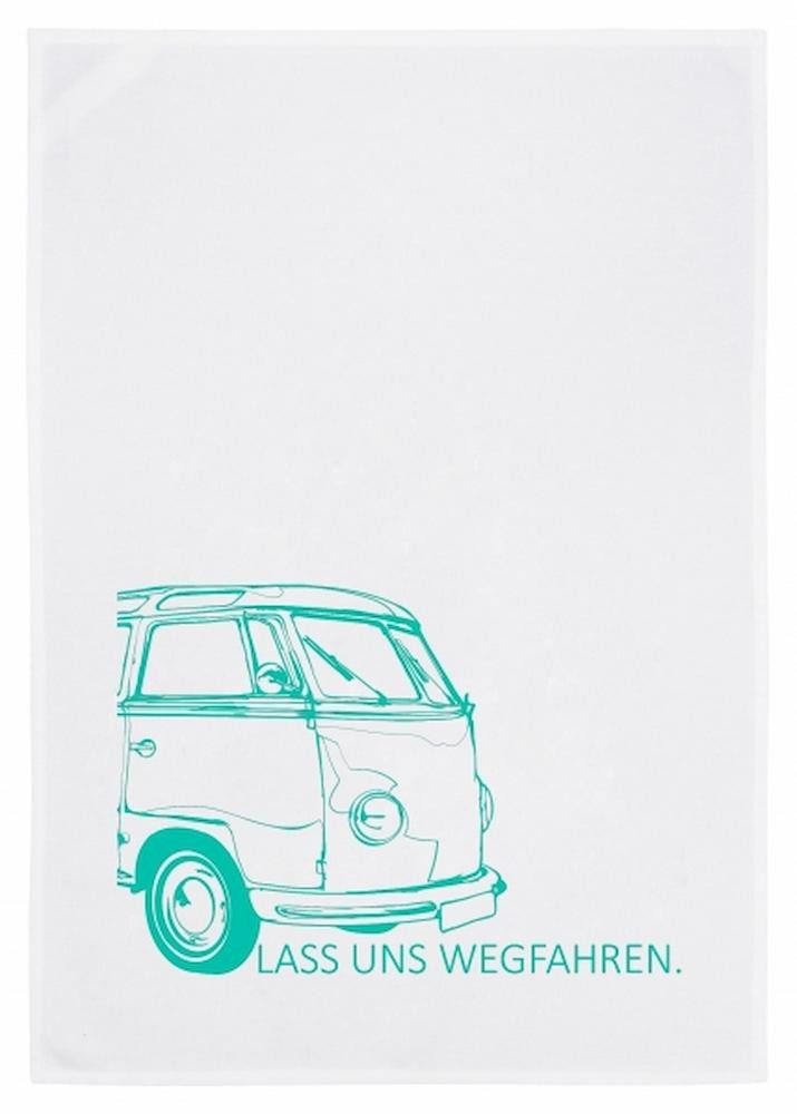 17,30 Hamburg Geschirrtuch LASS UNS WEGFAHREN, pool blue, (1-tlg), 50x70cm, günstig online kaufen