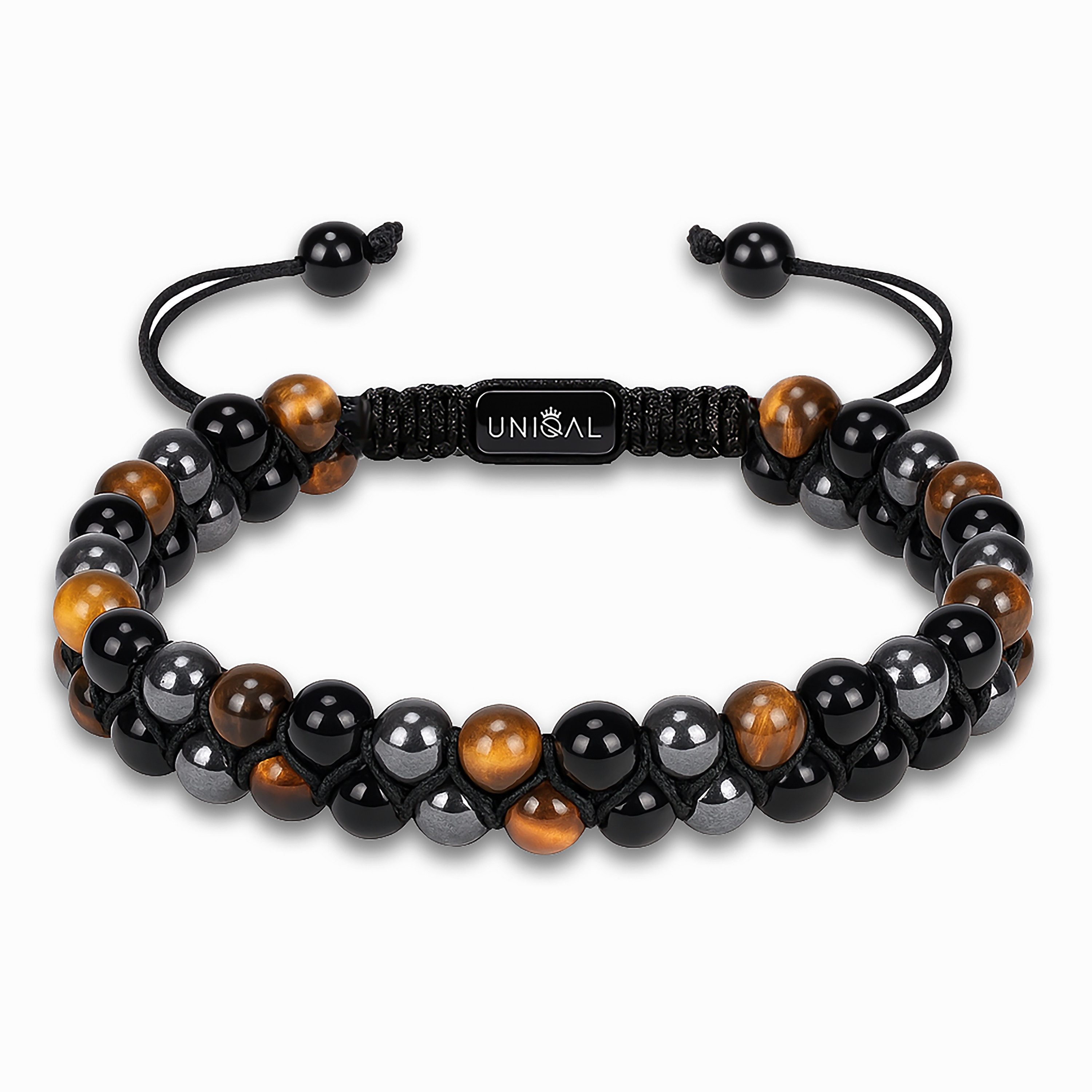 UNIQAL.de Perlenarmband Perlenrmband "UNIQAL" Naturstein, Heilstein, verstellbar, zweireihig (Edelstahl, Naturstein, Casual Style, Heilstein, handgefertigt)