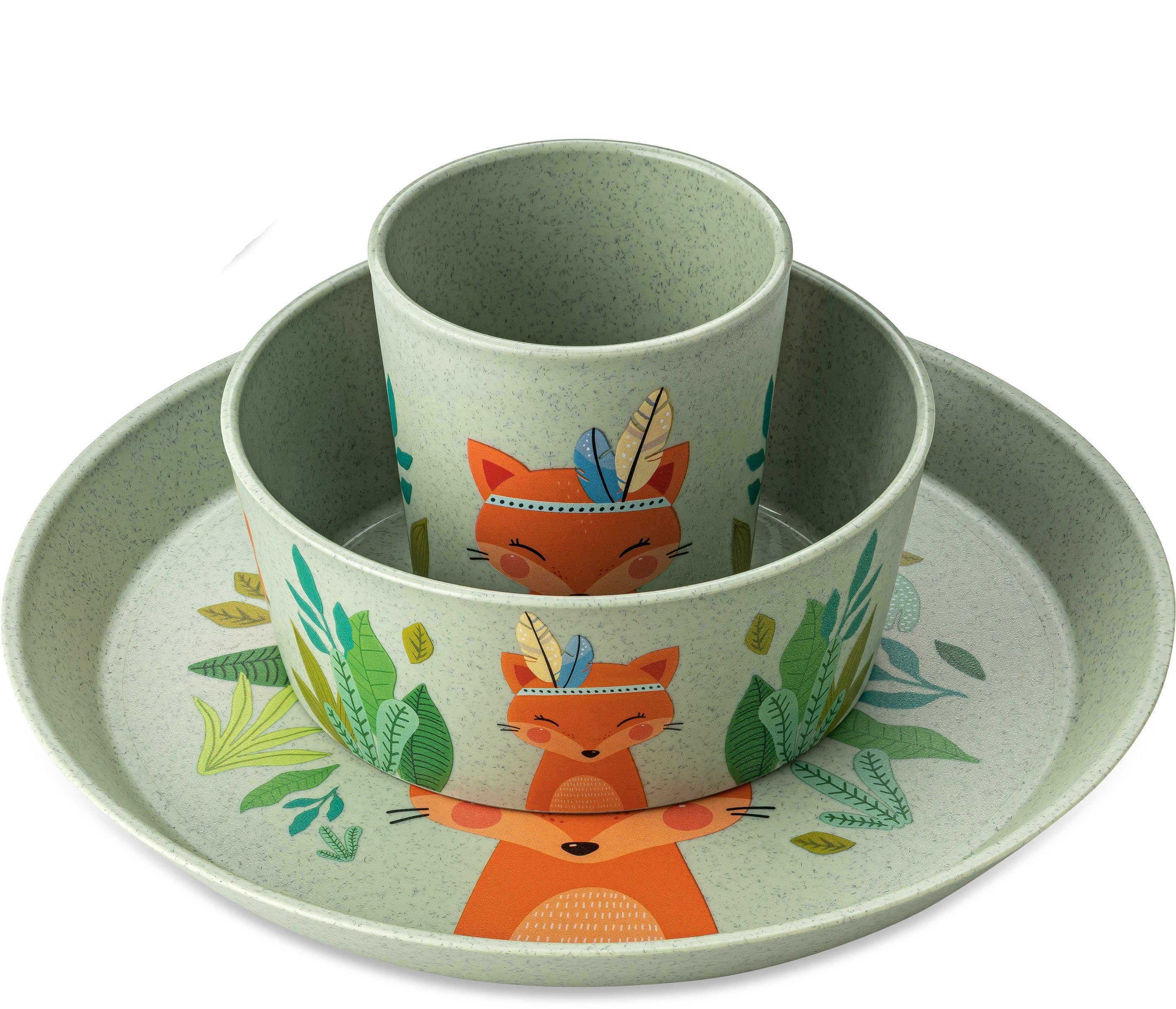 KOZIOL Kindergeschirr-Set 3er-Set Kleiner Teller + Schale + Becher CONNECT HARRY (3-tlg), 1 Personen, Kunststoff, Made in Germany, 3 Teile, für 1 Person