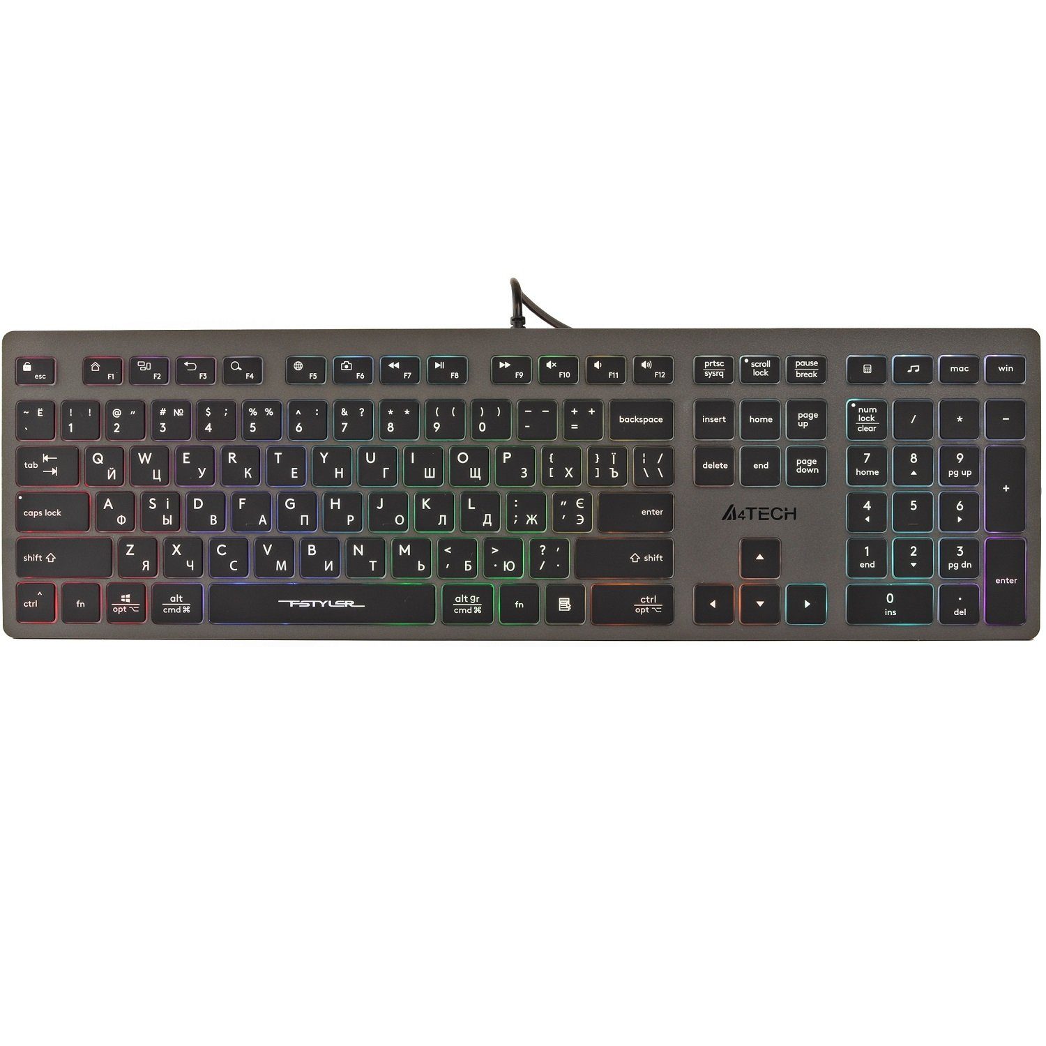 A4TECH FX60H Gaming-Tastatur (QWERTY Gaming Tastatur Neon-Hintergrundbeleuchtung)