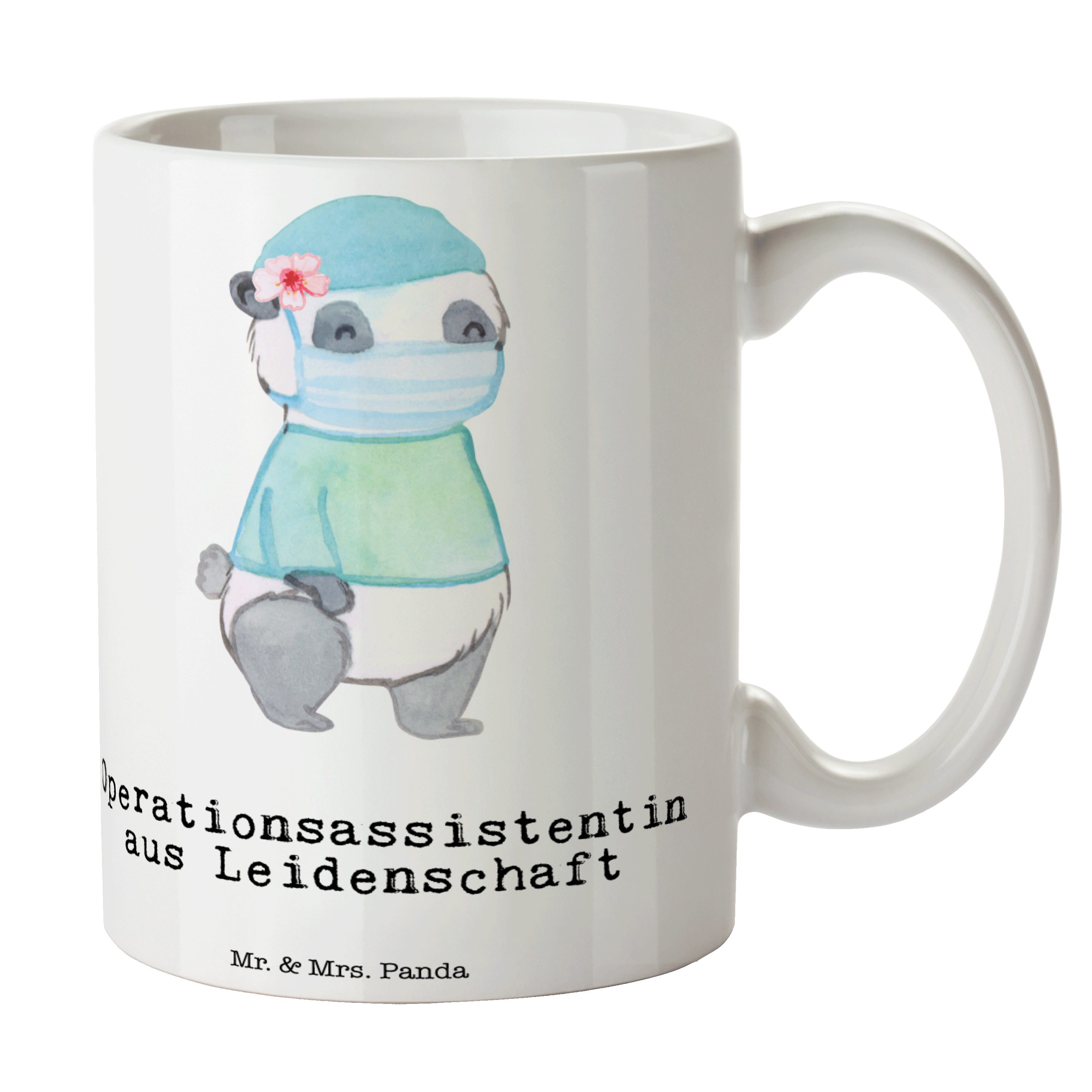 Mr. & Mrs. Panda Tasse Operationsassistentin aus Leidenschaft - Weiß - Geschenk, Teetasse, T, Keramik