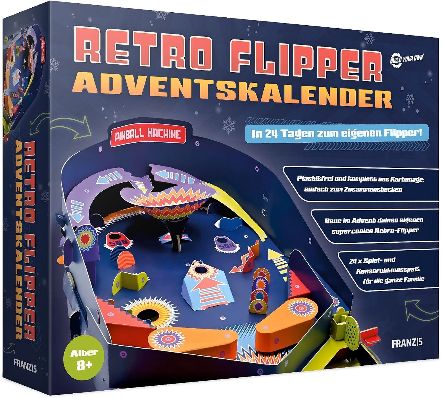 Franzis Verlag Spielzeug-Adventskalender FRANZIS 67210 - Retro Flipper Adventskalender (24-tlg)