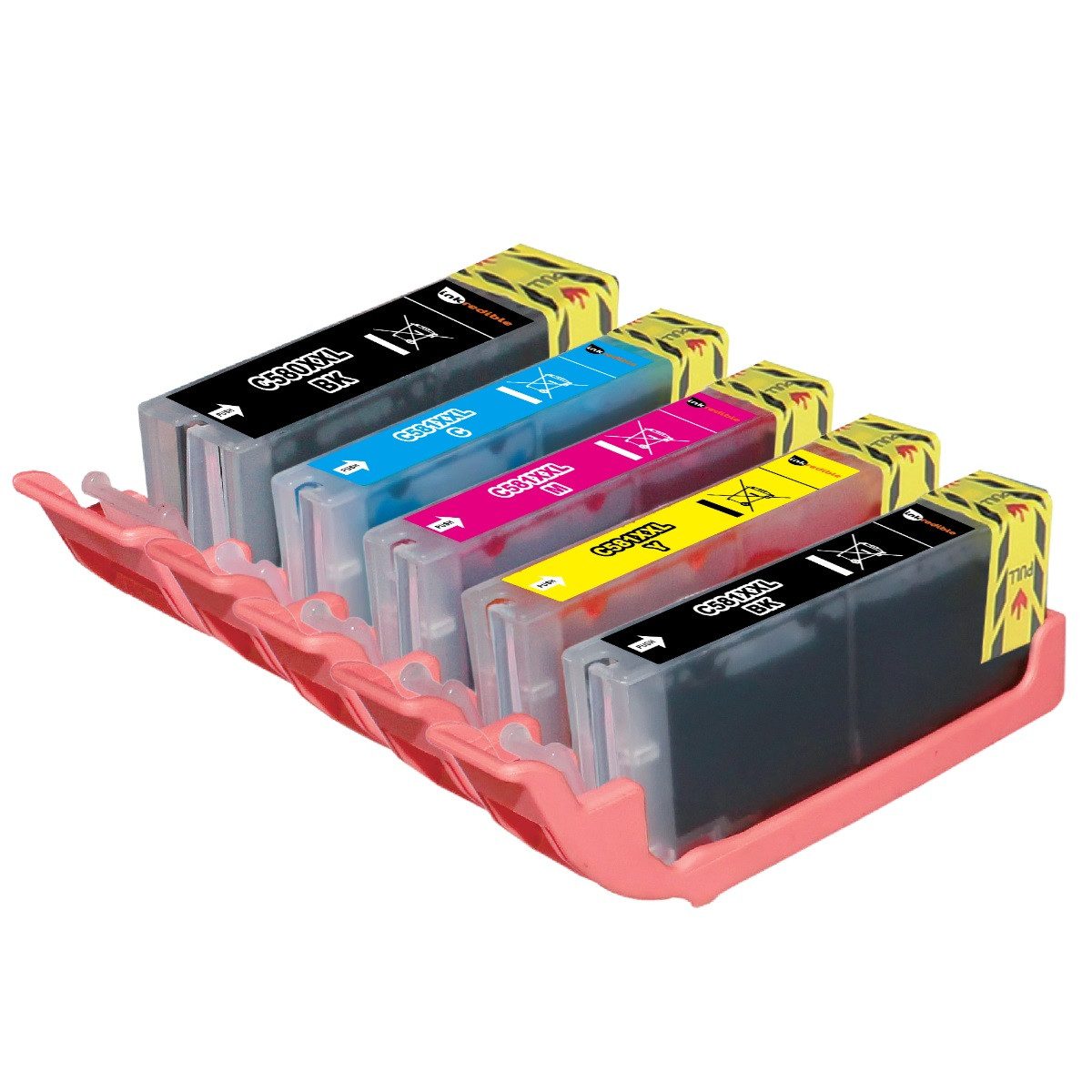 inkpro 5er Set Druckerpatronen kompatibel mit Canon PGI-580 & CLI-581 Tintenpatrone (für Pixma TR7500, TR7520, TR7550, TR7650, TR8500, TR8520, TR8550, TR8551, TR8600, TR8620, TR8650, TS6100, TS6150, TS6151, TS6200, TS6220, TS6240, TS6241, TS6250, TS6251, TS6300, TS6350, TS6351, TS705, TS8100, TS8120, TS8150, TS8151, TS8152, TS8200, TS8220, TS8240, TS8241, TS8242, TS8250, TS8251, TS8252, TS8300, TS8350, TS8351, TS8352, TS9100, TS9120, TS9150, TS9155, TS9500, TS9520, TS9521 C, TS9540, TS9541 C, TS9550, TS9551, 5-tlg., je eine Patrone PGI-580XXL BK, CLI-581XXL C, M, Y, BK)