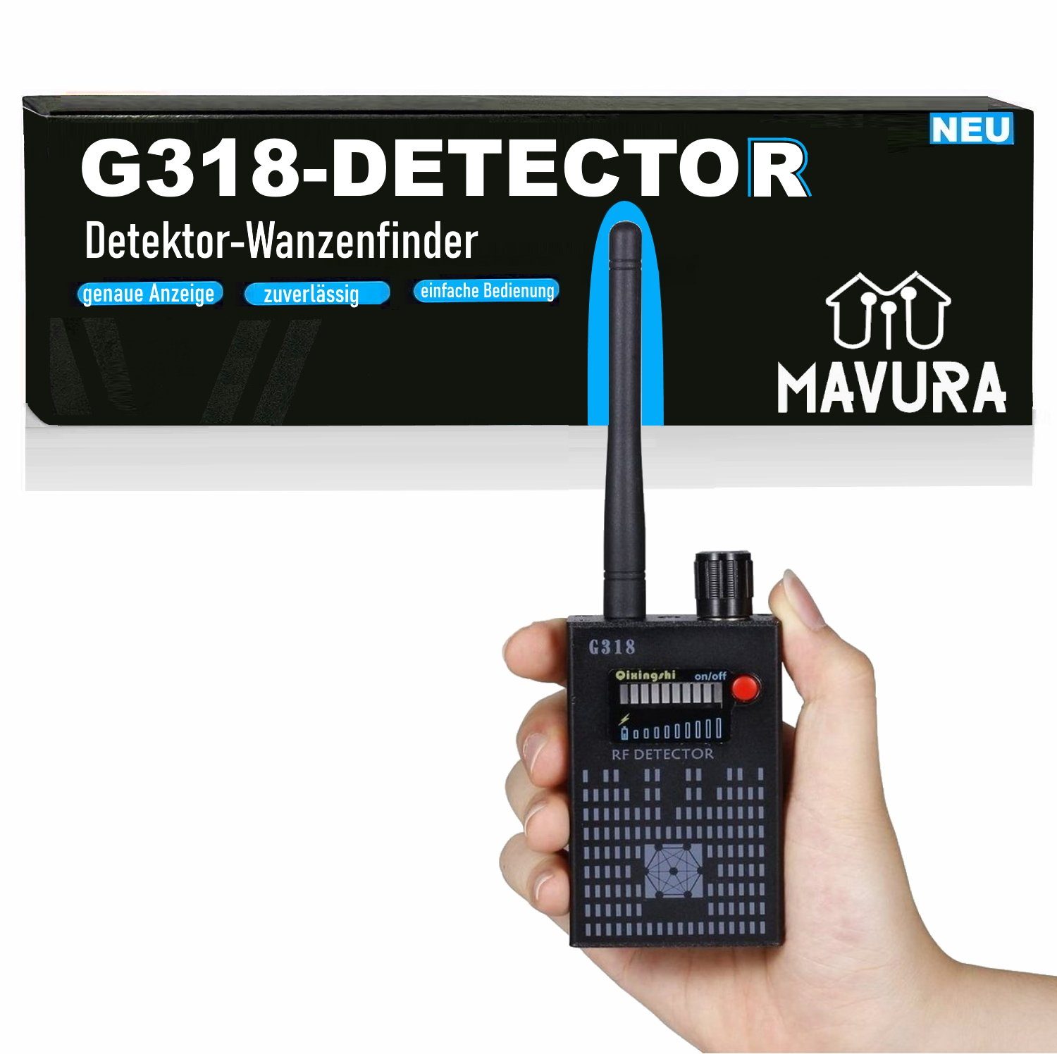 MAVURA G318-DETECOR Super-Detektor G318 Tracker GPS Wanzen Detektor GPS-Tracker (Wanzenfinder Funk Handy Smartphone Wifi Kamera Überwachung)