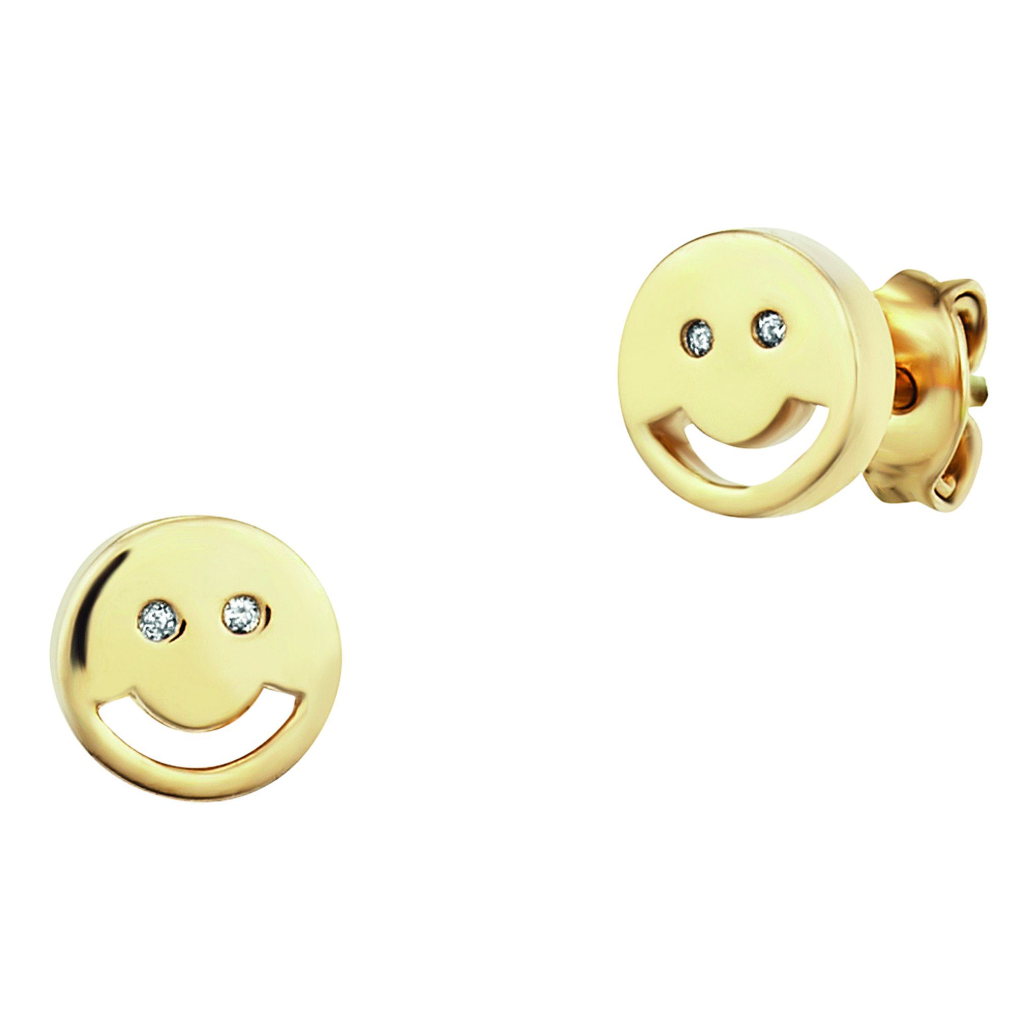 CAÏ Paar Ohrstecker 925/- Sterling Silber vergoldet Smile