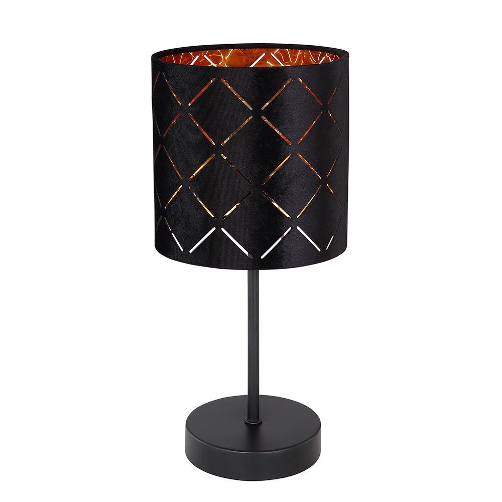 GLOBO LIGHTING Tischleuchte, Leuchtmittel nicht inklusive, Tischlampe Tischleuchte Nachttischlampe Samt schwarz Leselampe H 35 cm