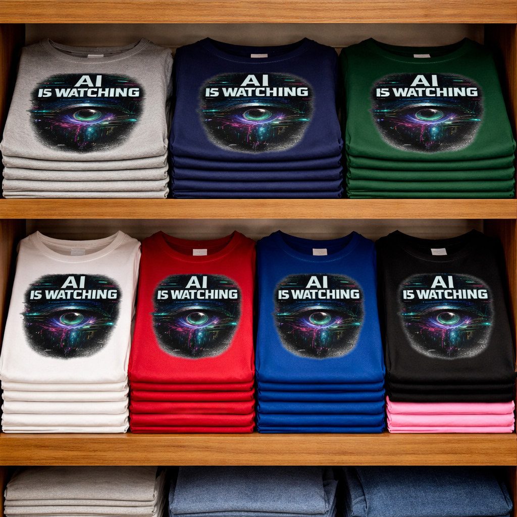 Blondie & Brownie T-Shirt Damen T Shirt AI is Watching Eye Print Baumwolle Casual Rundhals AI is Watching D Tee Urban Vision Fit