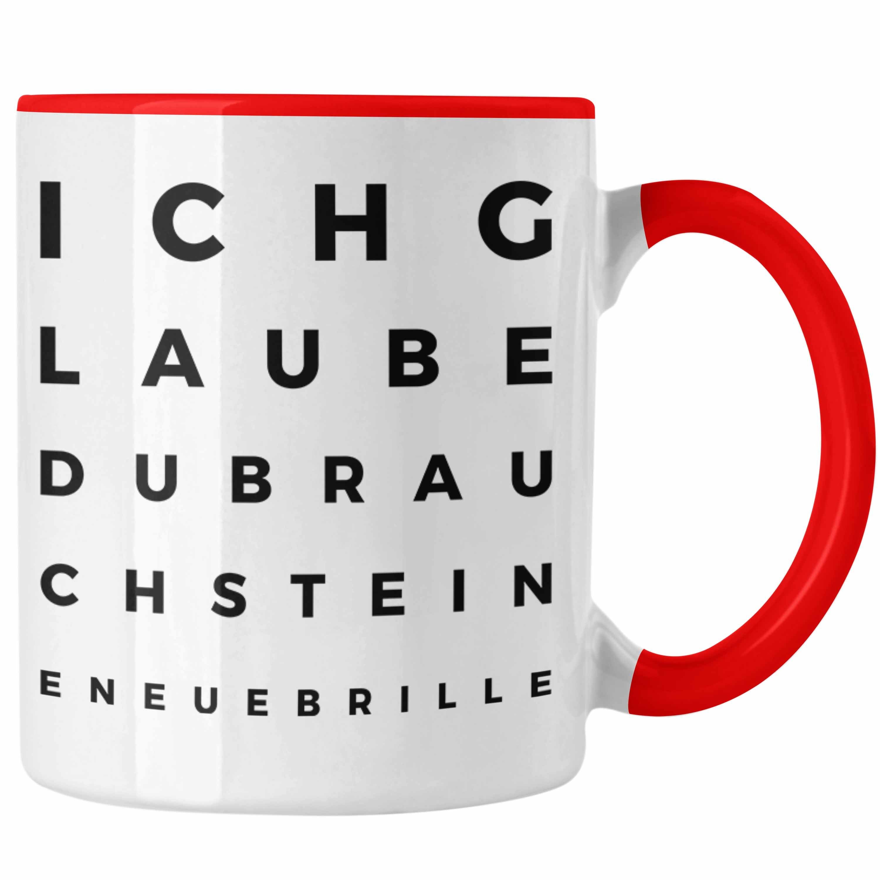 Trendation Tasse Trendation - Optiker Geschenk Tasse Augenarzt Lustiger Spruch Augenarztpraxis Geschenke Optikerin Meister Rot