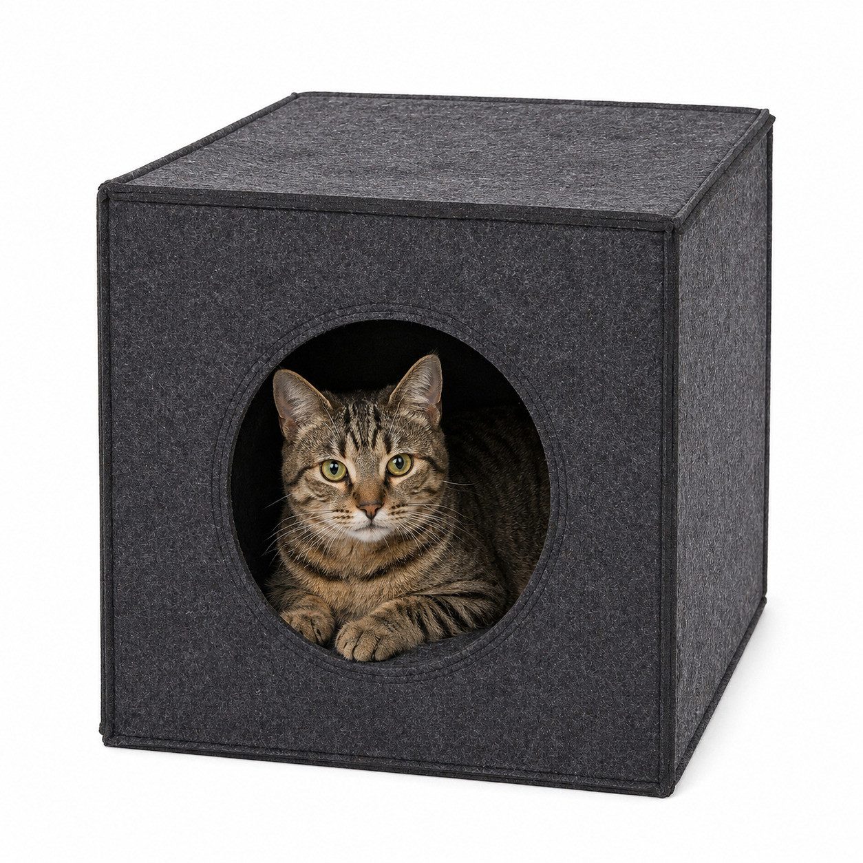 lionto Tierhöhle quadratisch, Regaleinsatz & Katzenbett 2-in-1, 33x37x33 cm Katzenhöhle aus robustem Filz