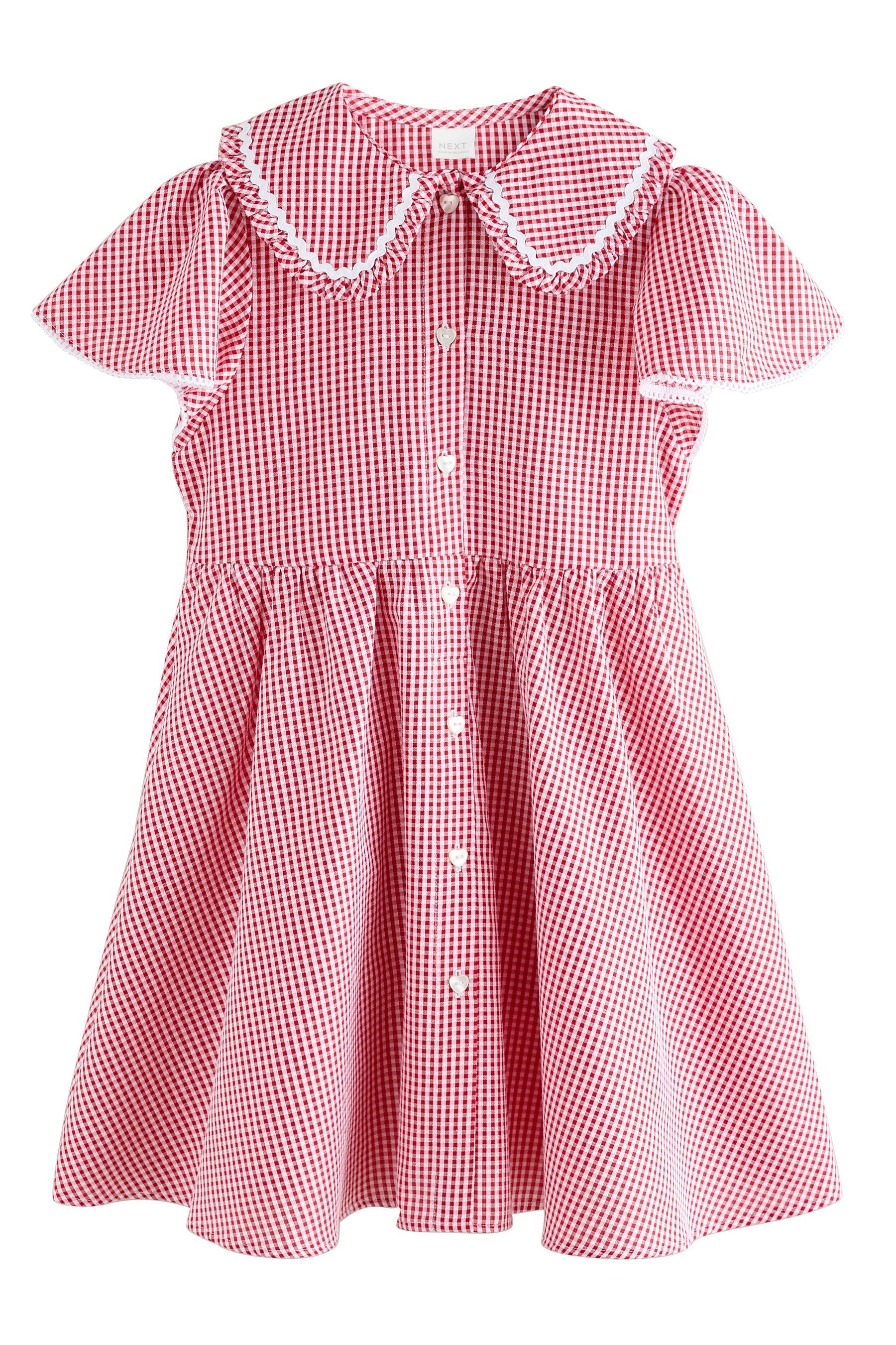 Next Hemdblusenkleid Kleid mit Vichykaros und Engelsärmeln (1-tlg)
