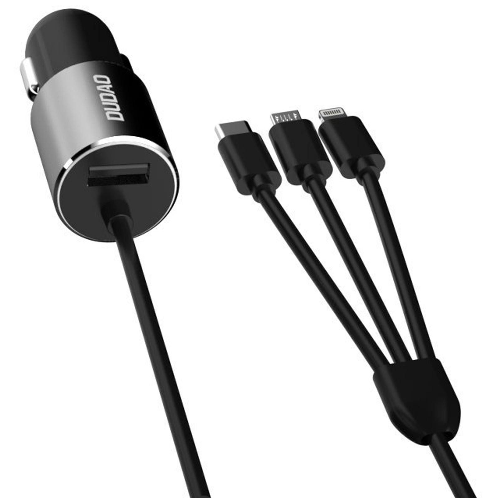 Dudao R5ProN Handy KFZ Ladegerät micro USB C Lightning Smartphone-Ladegerät (3400 mA, Handy KFZ 1 Port micro USB A USB C Lightning Auto Schnell Ladeadapter)