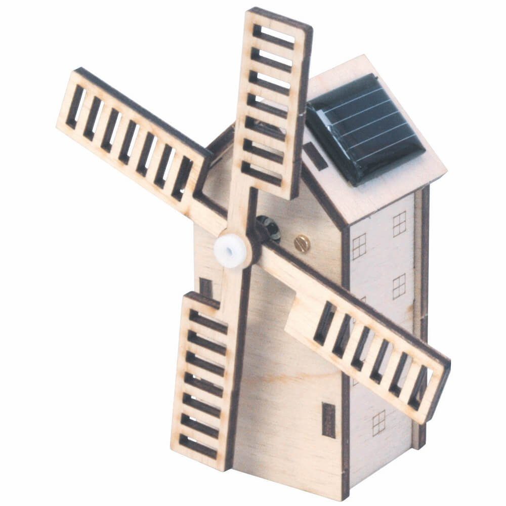 Solar Windmühle Bausatz Holz Kids ab 8 J Holzbaukasten