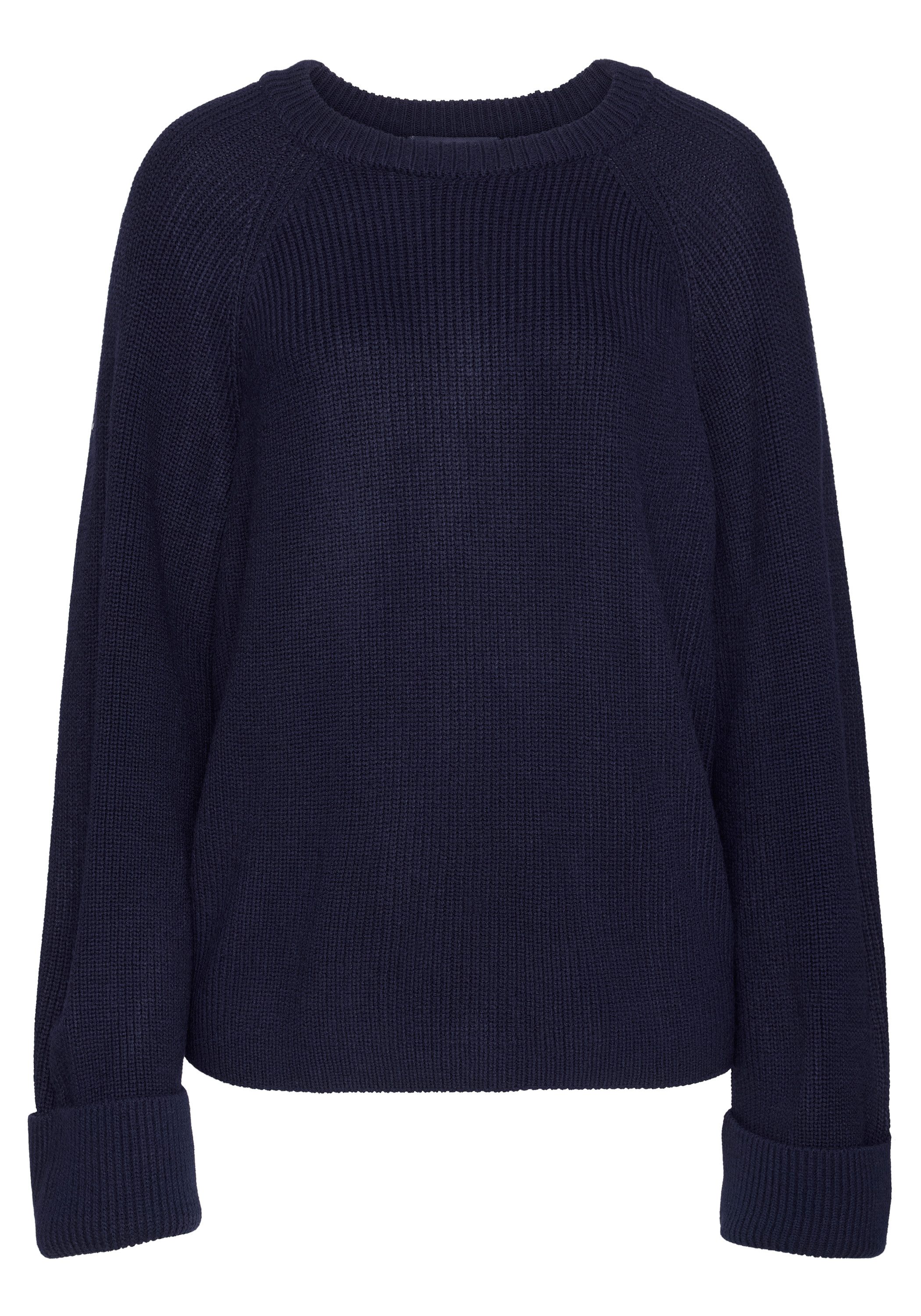 Paddock's Strickpullover Rundhals Strickpullover mit umgeschlagenen Ärmeln günstig online kaufen