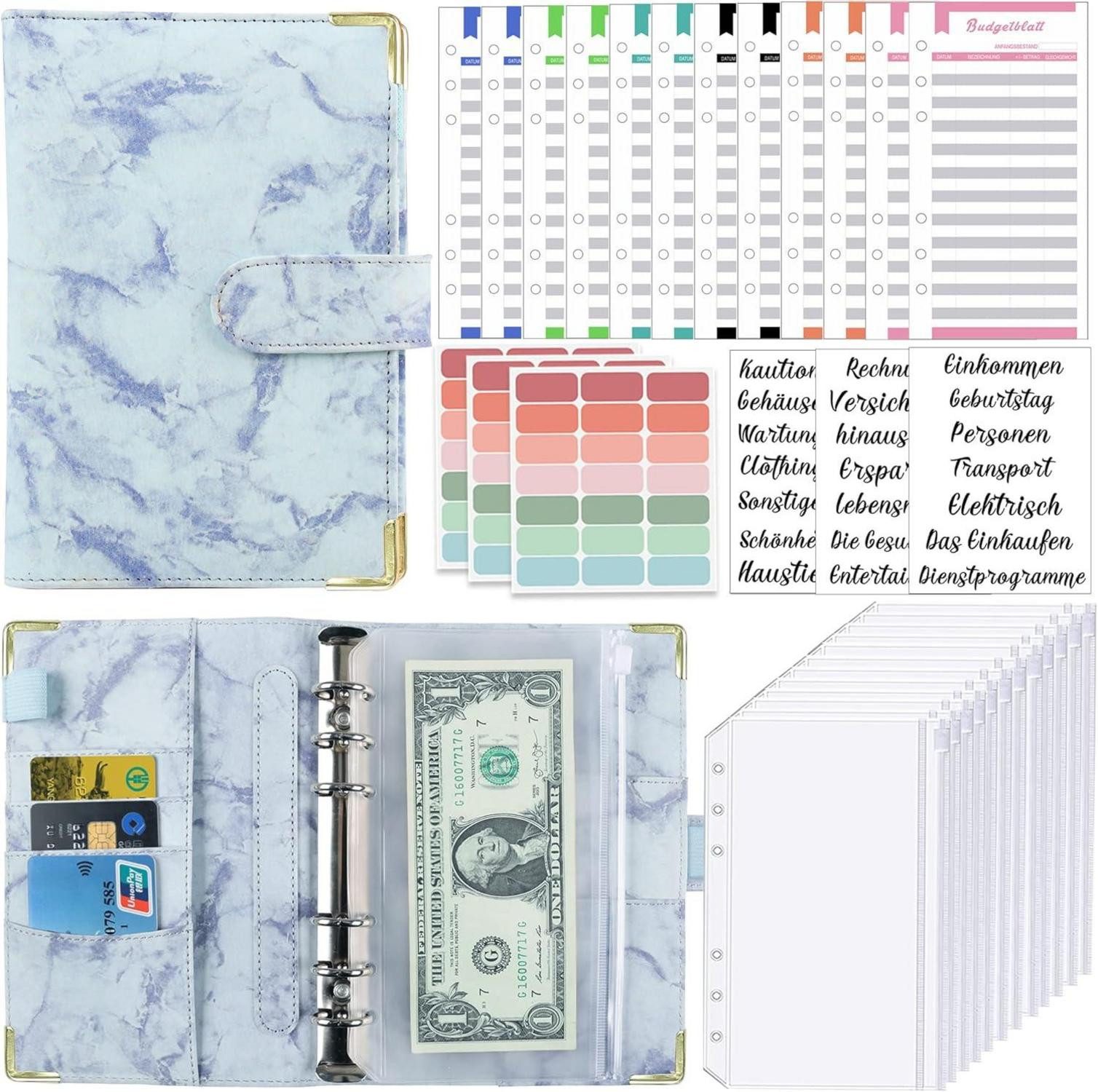 Notizbuch A6 Budget Planner Deutsch Binder Taschen 12 Budgetblätter Sparbuch