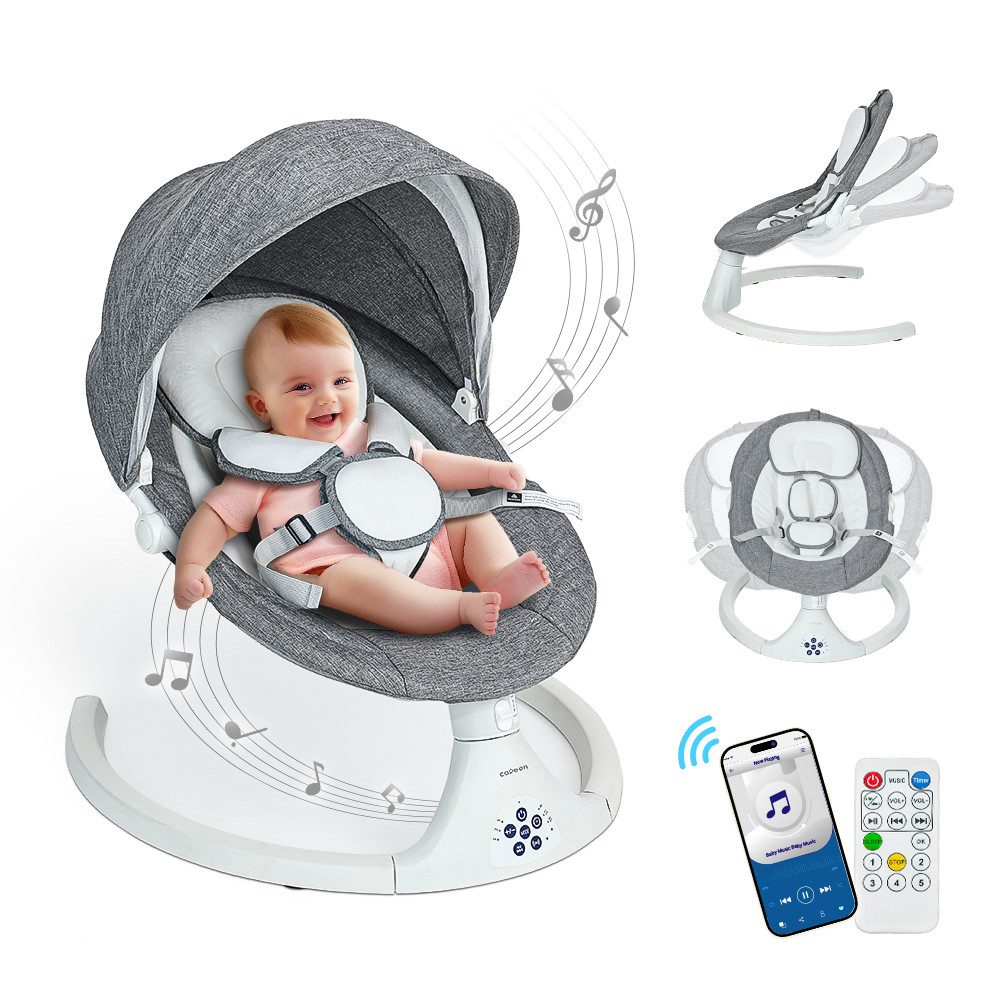 INSMA Babyschaukel 5 Gang Elektrische bluetooth-Babywippe mit 10 Liedern und Fernbedienung mehr