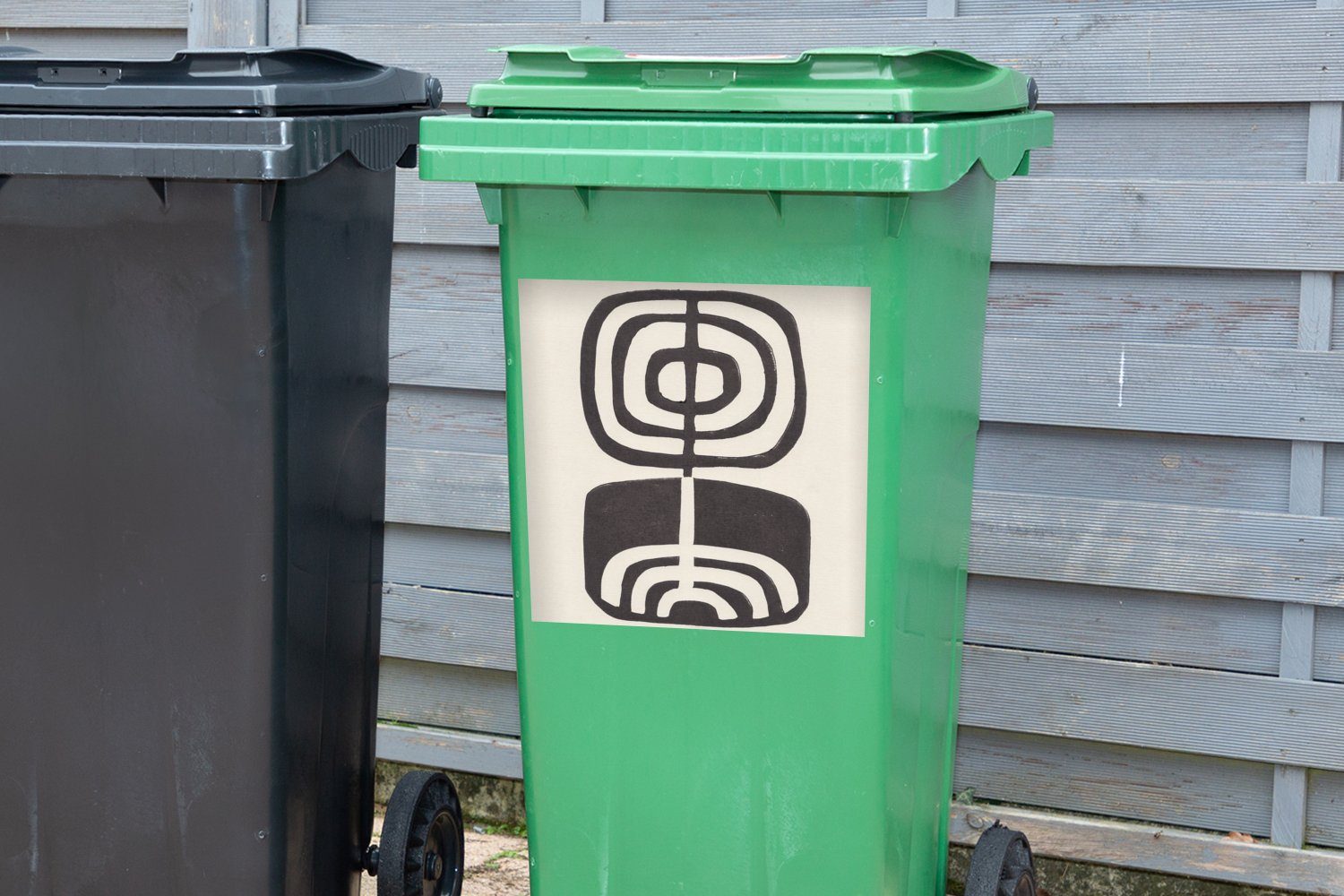 MuchoWow Wandsticker Abstrakt - Schwarz Mülleimer-aufkleber, (1 Abfalbehälter Container, Mülltonne, - - Pflanze Sticker, Blume St)