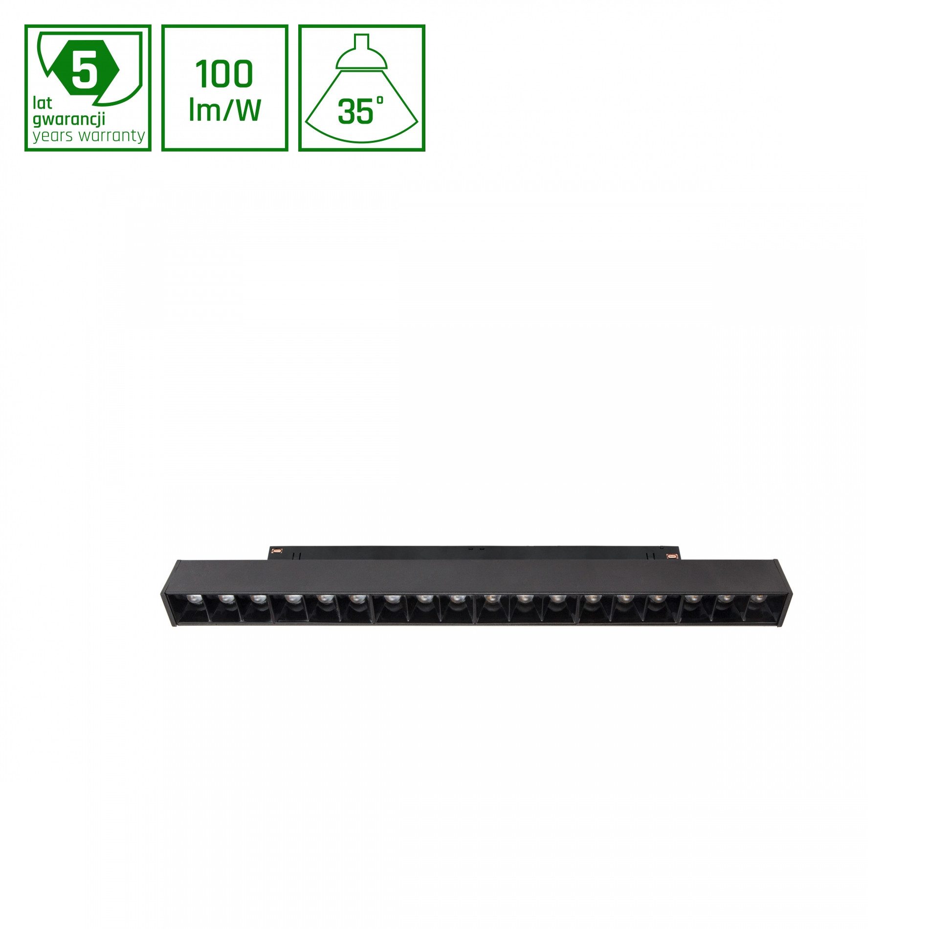 Spectrum Schienensystem-Leuchten LED SYSTEM Shift 17W 48V Schienensystem 35° Strahler 1700lm Warm 3000K, 30.3 cm, 48V, 35°