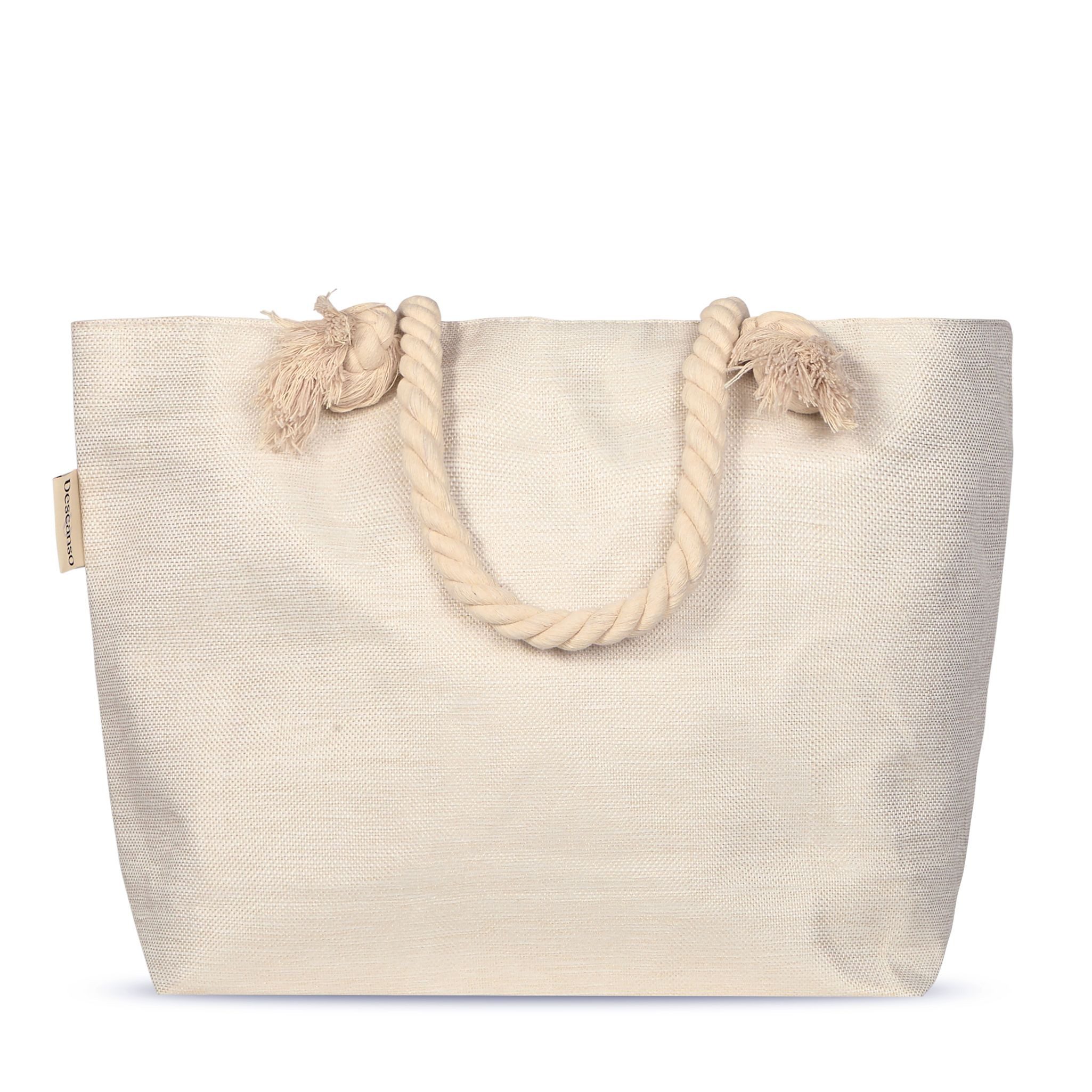 JACK Strandtasche Reißverschluss Baumwolle Descanso, mit wunderschönem Design, 40x55cm, Beachbag mit Innentasche – Bild 4 von 5