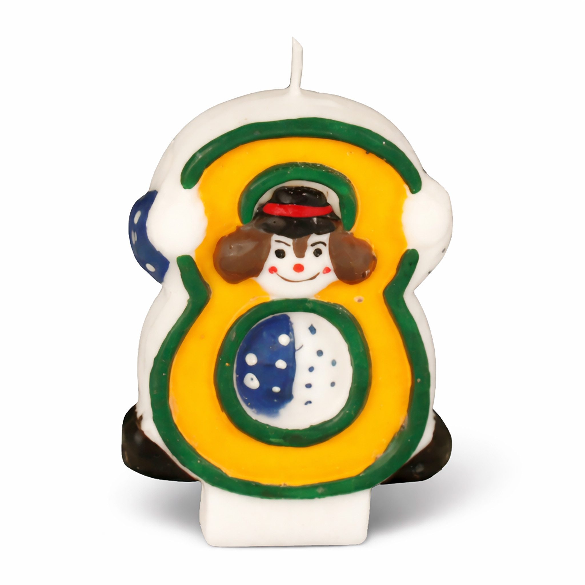 PAPSTAR Geburtstagskerze, Geburtstagskerze Zahl 8 mit Clown 8cm Gelb
