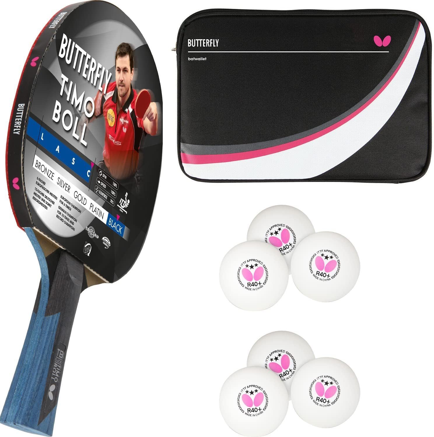 Butterfly Tischtennisschläger 2 x Timo Boll Black 85031 + Drive Case 2 ...