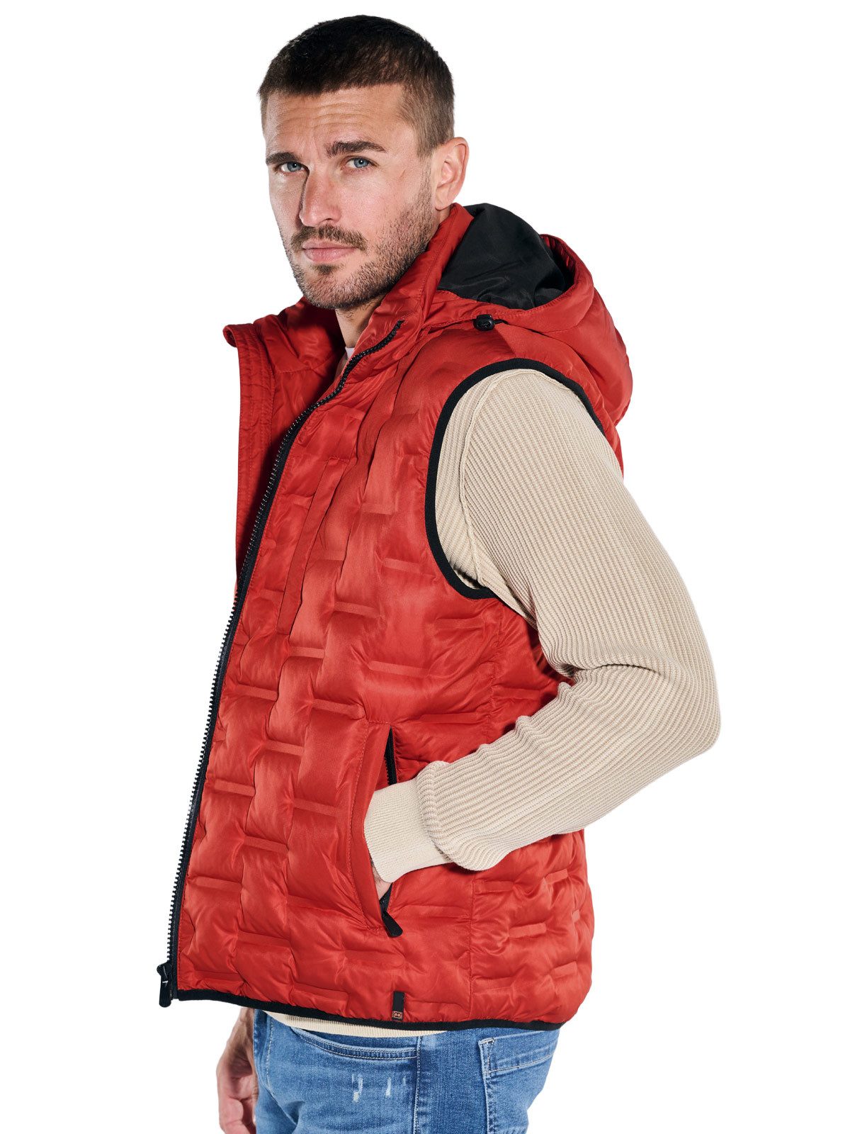 emilio adani Kurzweste Herren Steppweste mit Sorona-Füllung, Rostorange