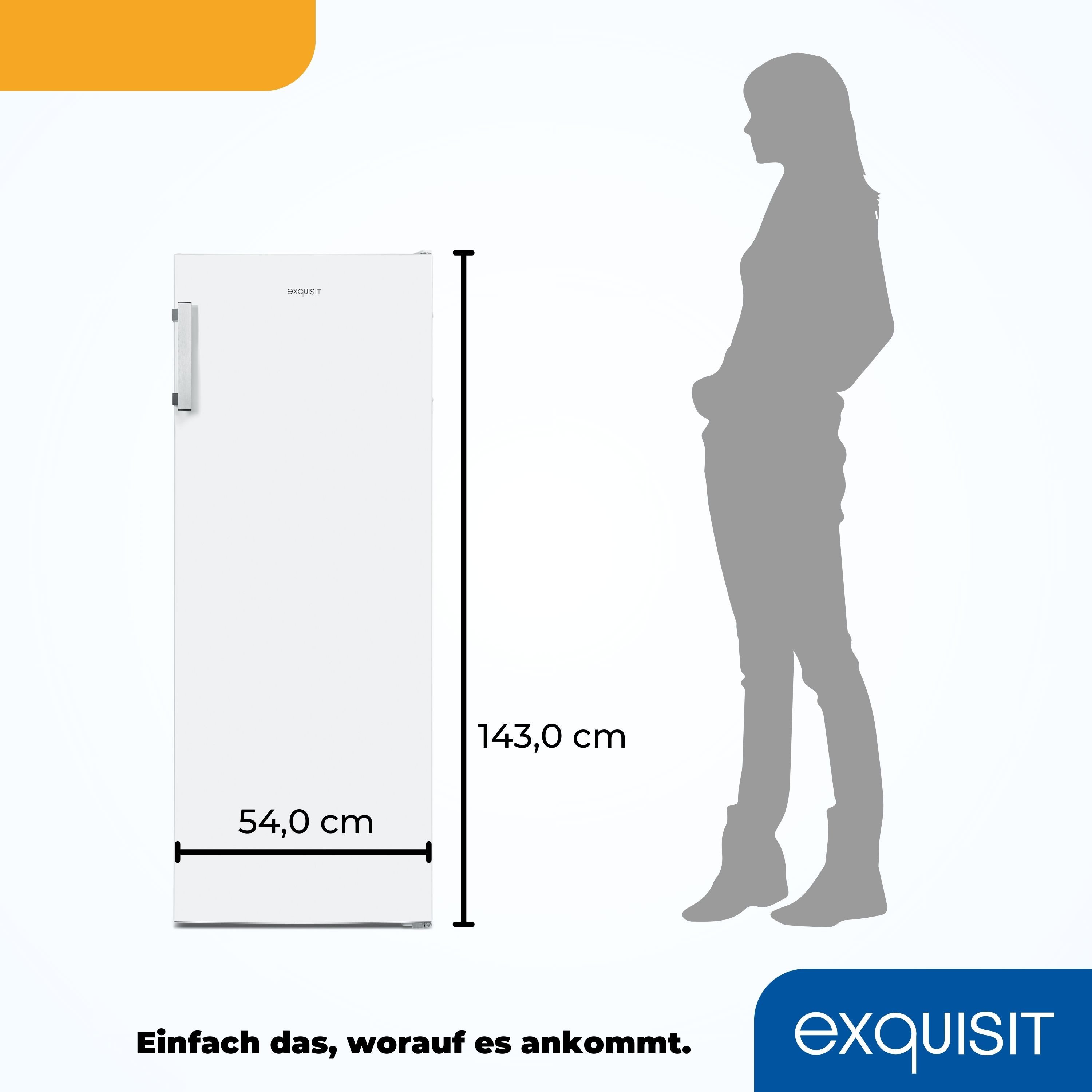 exquisit Gefrierschrank GS231-NF-H-040D weiss, 143 cm hoch, 54 cm breit, 161 Liter Nutzinhalt, NoFrost, Schnellgefrieren
