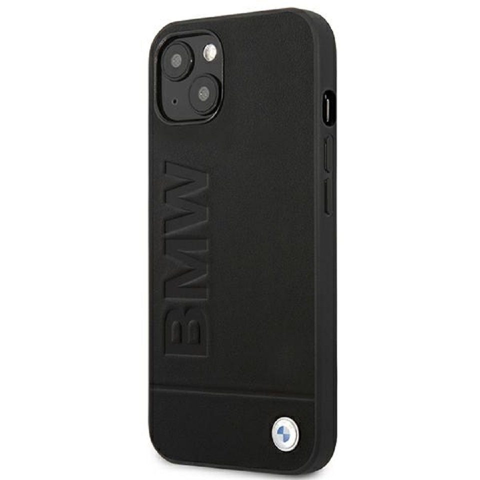 BMW Handyhülle Case Logo iPhone 14 Echtleder schwarz 6,1 Zoll, Kantenschutz