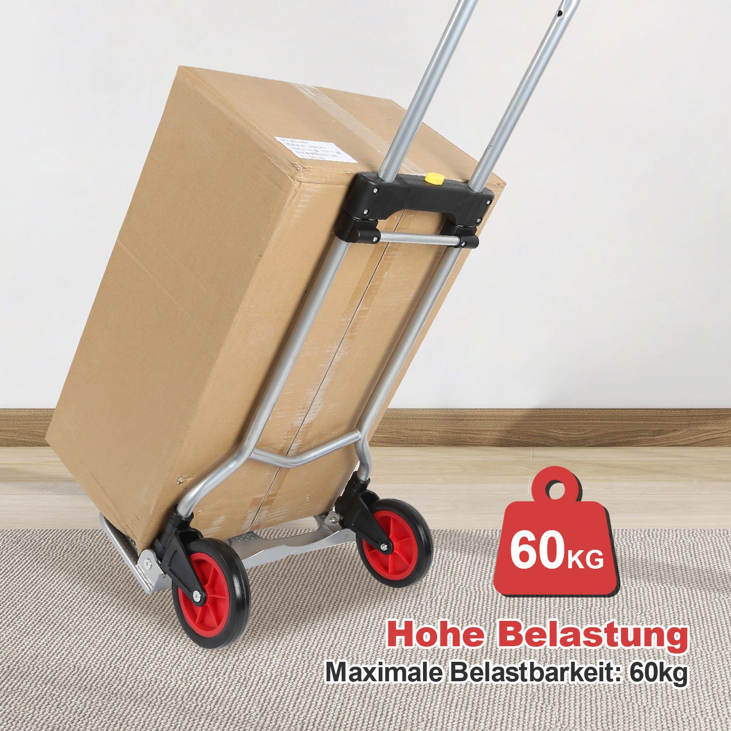 Clanmacy Sackkarre Sackkarre klappbar 60kg Treppensackkarre Stahl Silber – Bild 4 von 5